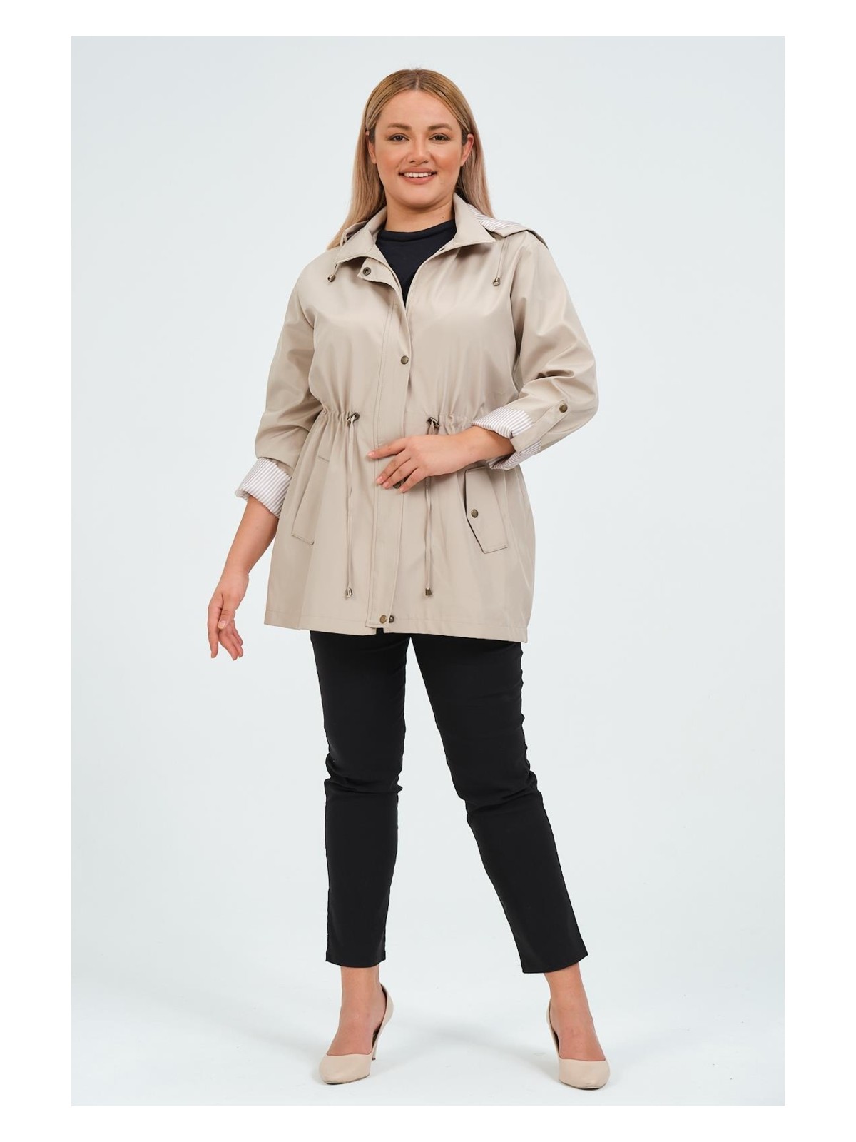 Glr & Gym Beren Mevsimlik Büyük Beden Yazlık Trençkot Mont