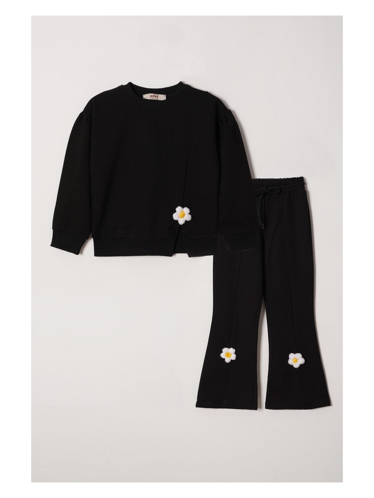 Zepkids Bisiklet Yaka Uzun Kol Yırtmaçta Papatya Detaylı Uzun Kollu Lila Renk Kız Çocuk Eşofman Takımı - Görsel 3