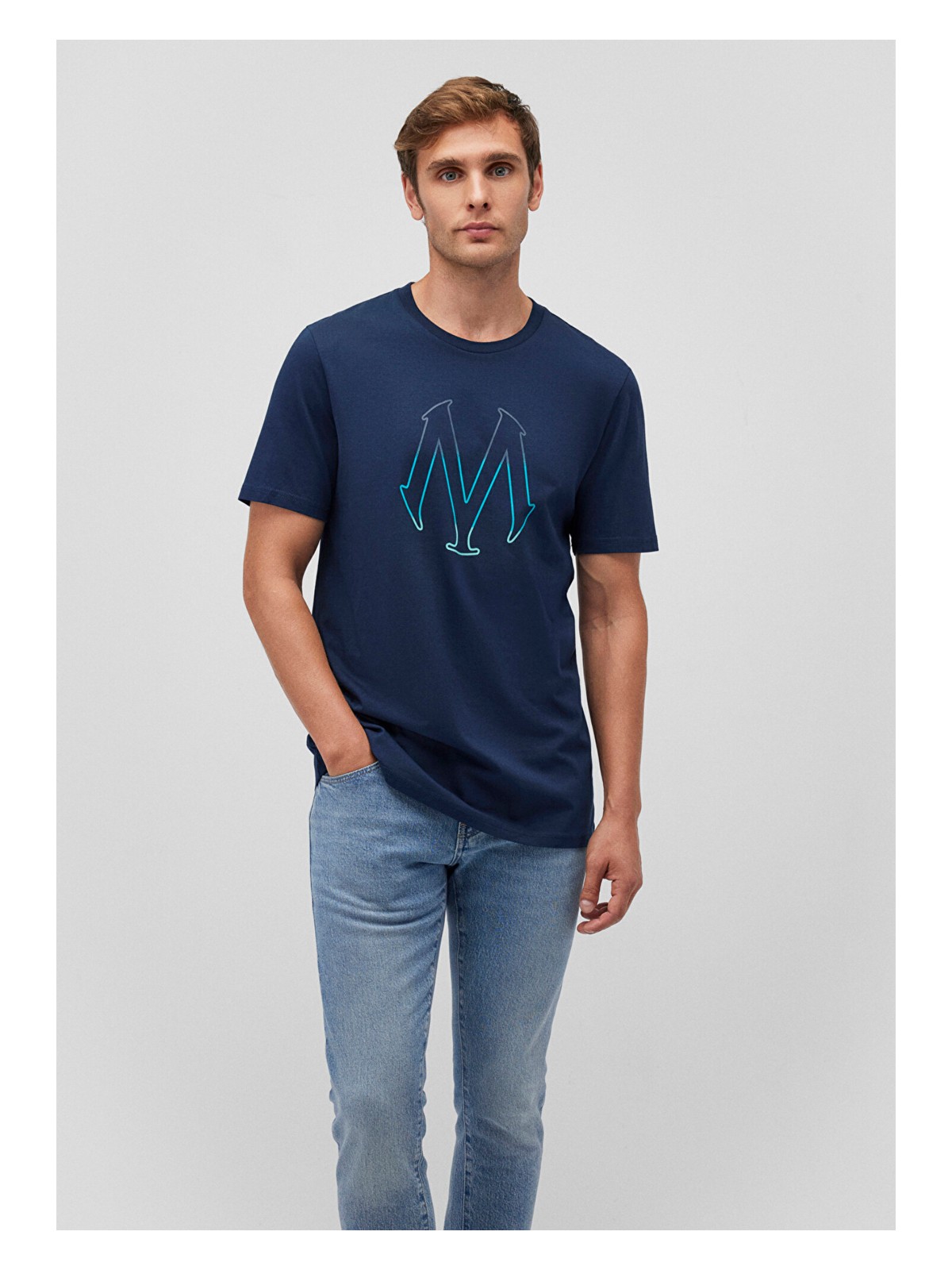 Mavi Mavi Logo Baskılı Lacivert Tişört 0610635-70490
