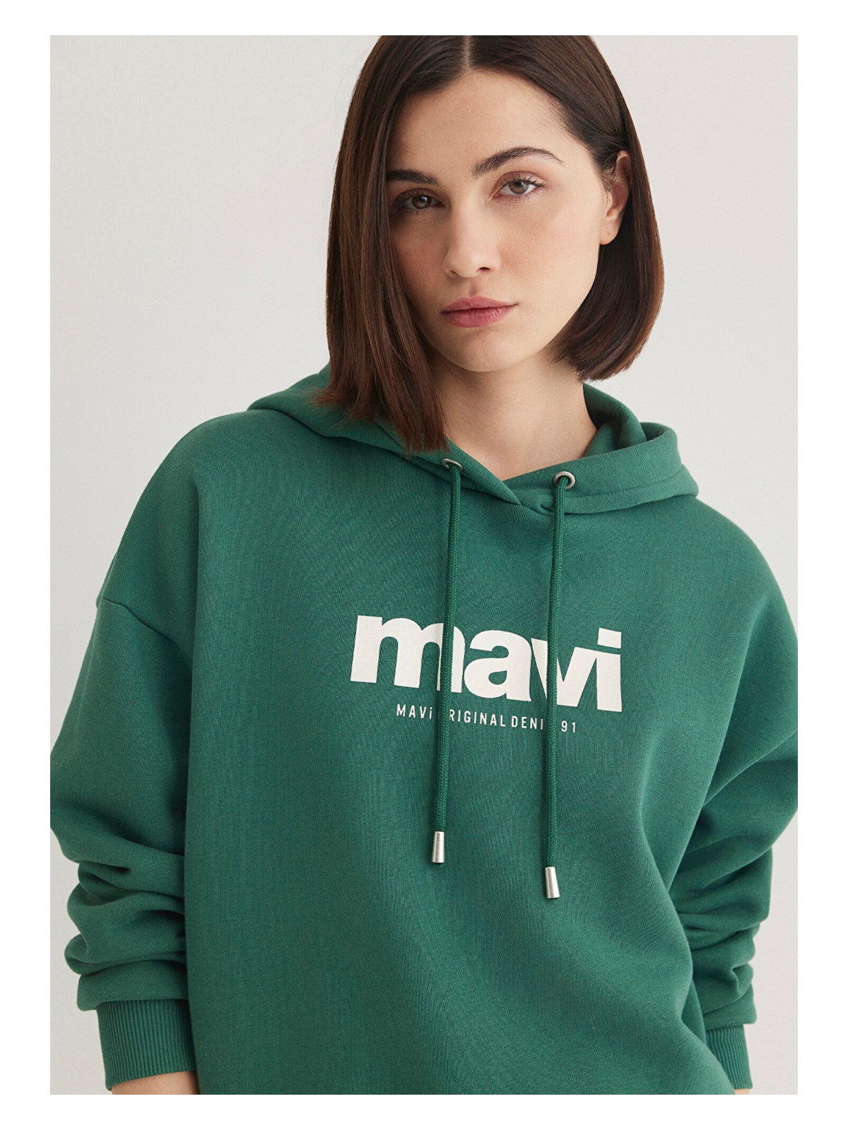 Mavi Mavi Logo Baskılı Kapüşonlu Yeşil Sweatshirt 168334-71874