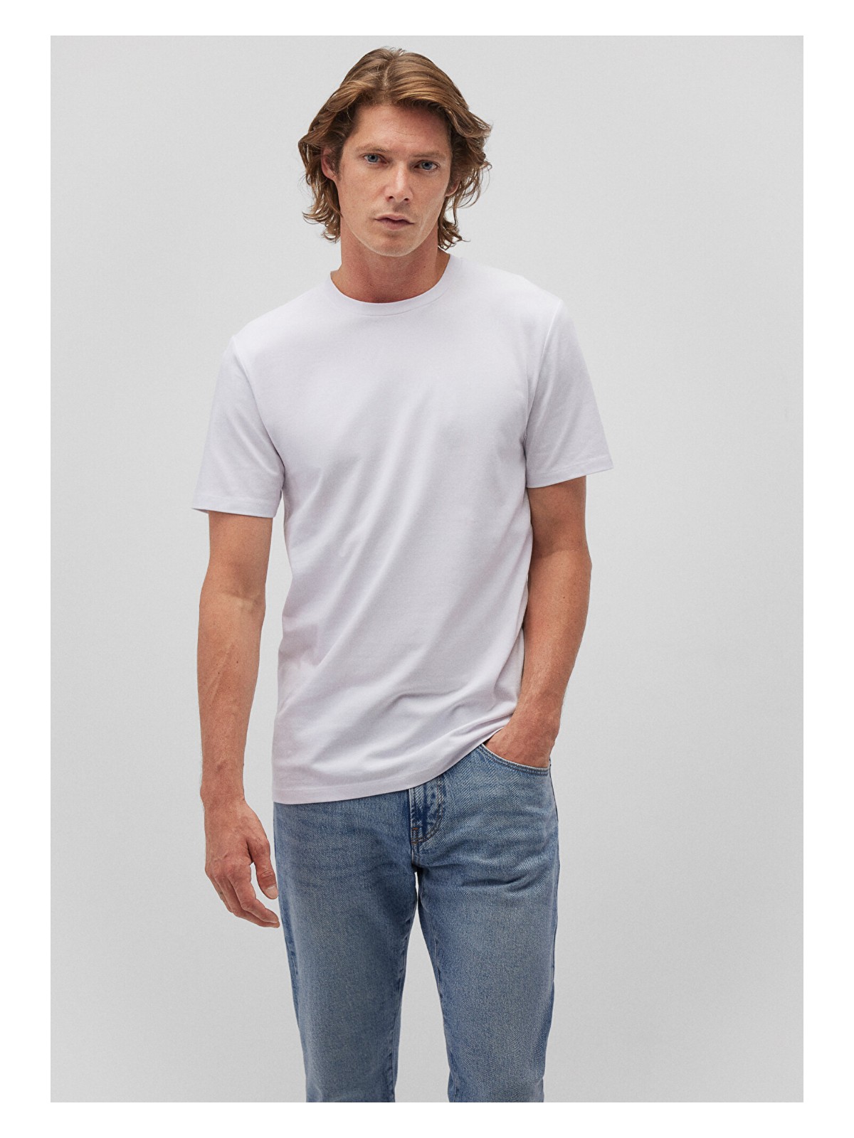 Mavi Stretch Beyaz Basic Tişört 061747-620