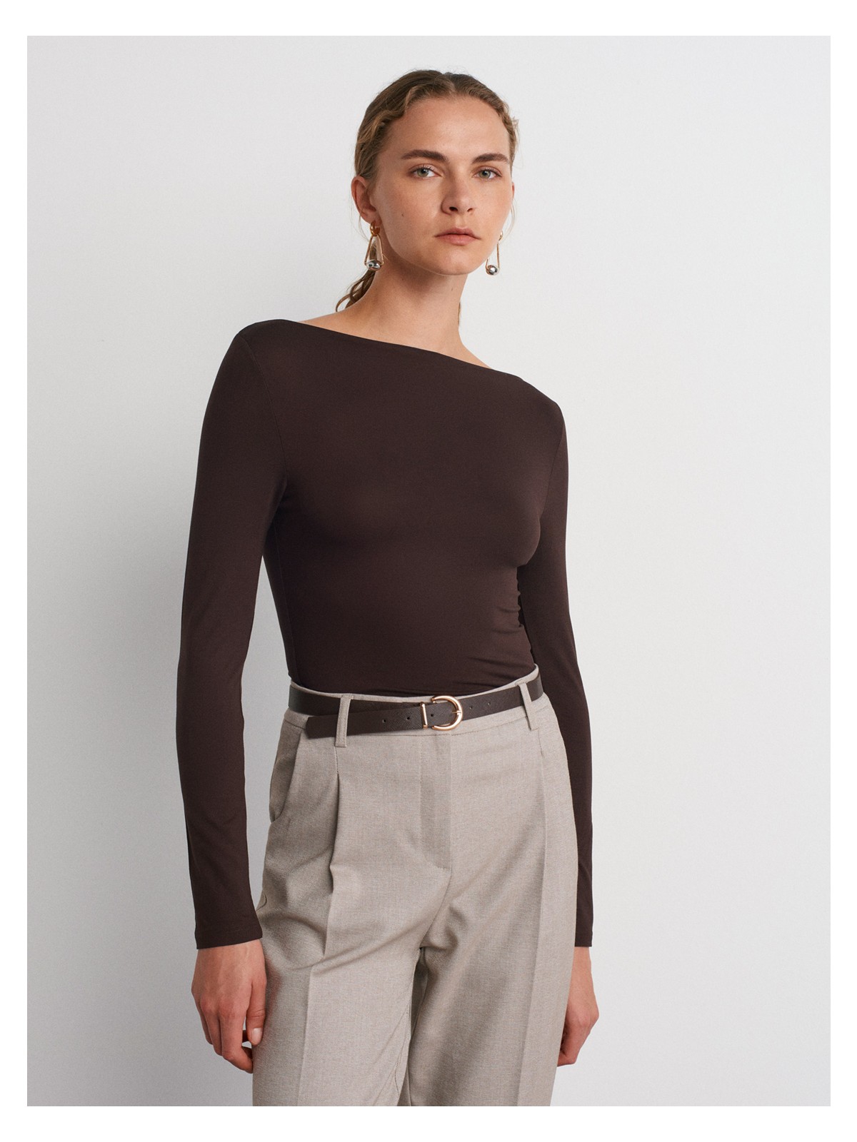 Dilvin 31213 Kayık Yaka Uzun Kollu Top-Lacivert - Görsel 6