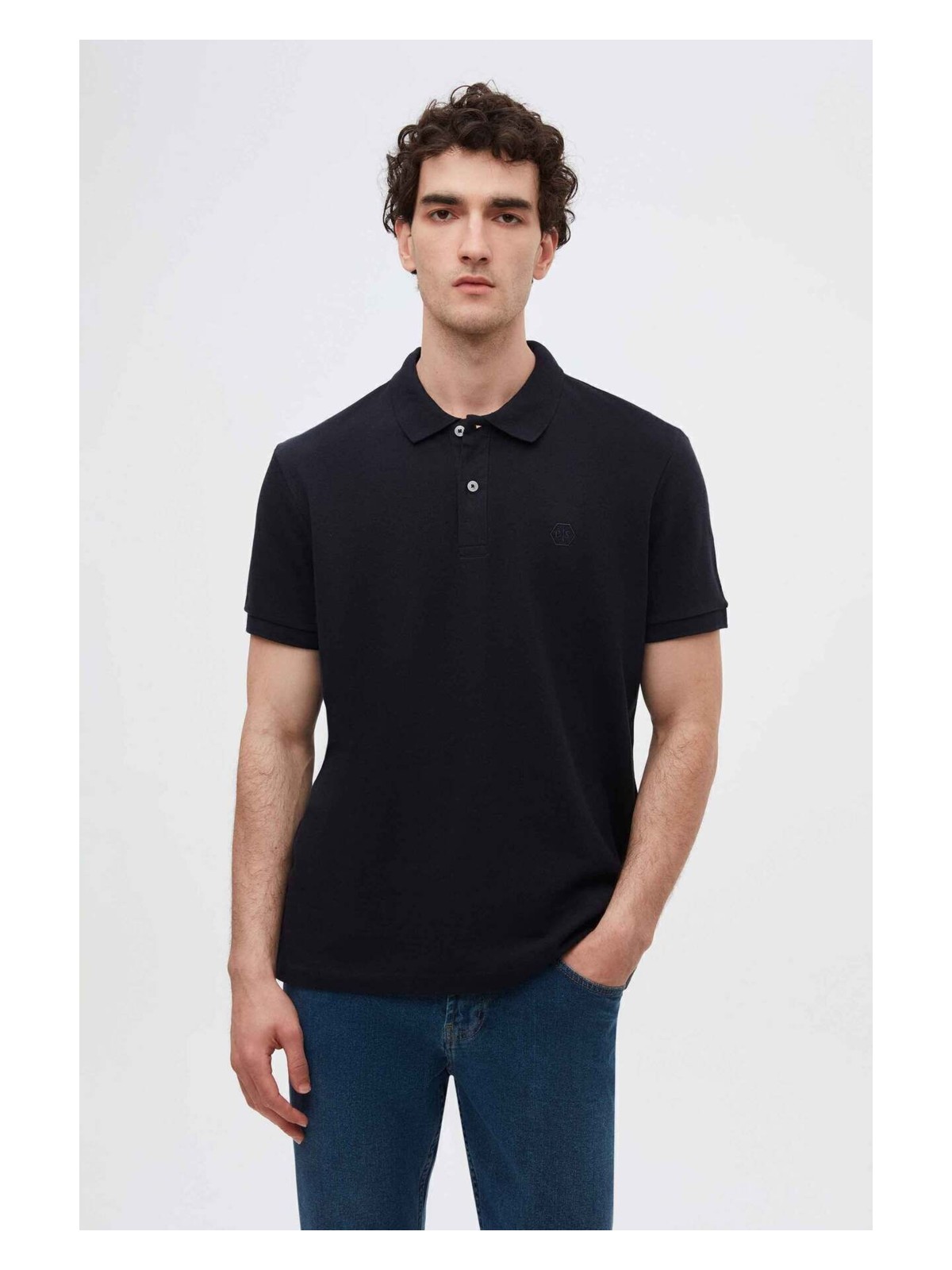D'S Damat Regular Fit Siyah Pike Dokulu %100 Pamuk Kıvrılmaz Polo Yaka Nakışlı T-shirt 4HC14ORT51000 - Görsel 8