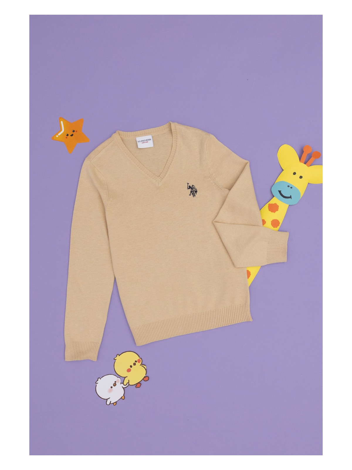 U.S. Polo Assn. Erkek Çocuk Kobalt Basic V Yaka Kazak 50294200-VR077 - Görsel 9