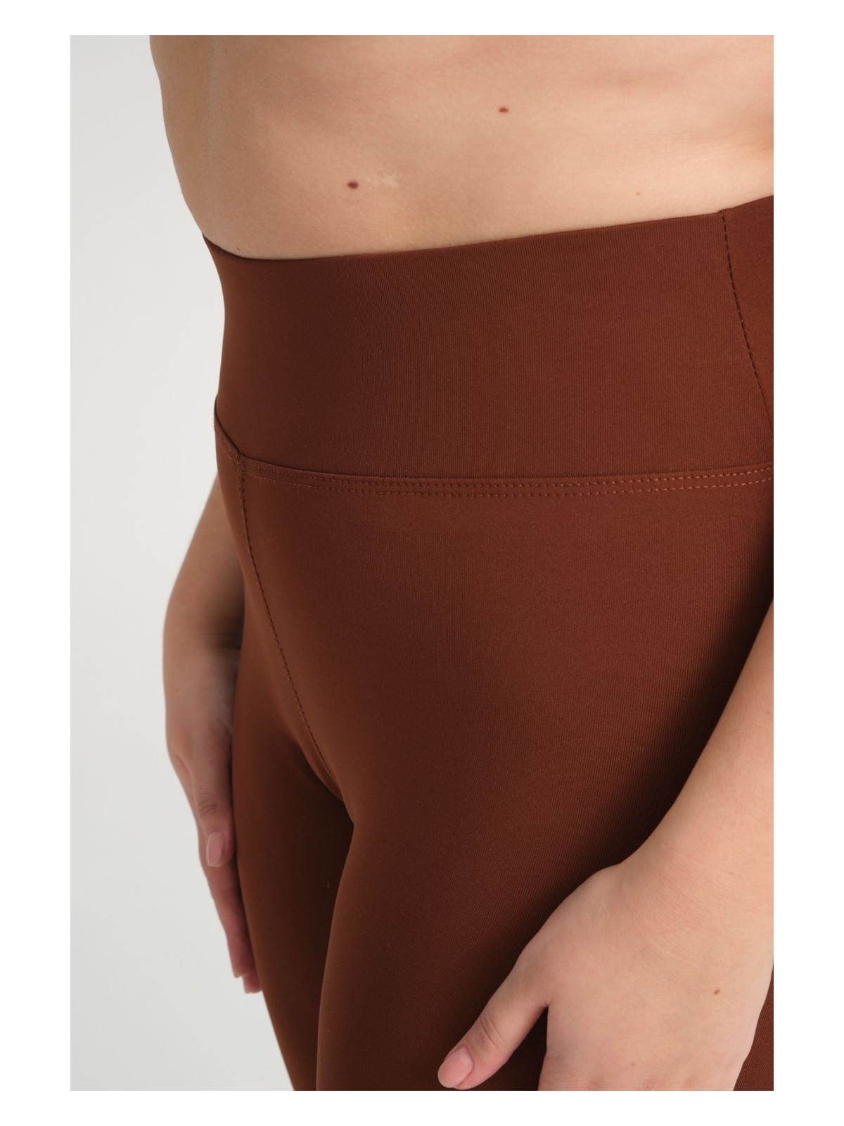 Banega Curve Büyük Beden Örme Şardonlu Polarlı Kışlık Kahverengi Tayt