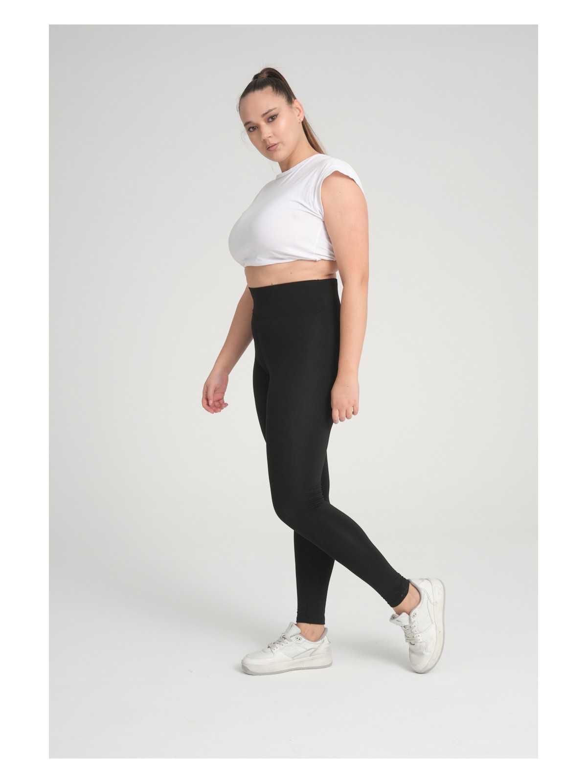 Banega Curve Büyük Beden Örme Şardonlu Polarlı Kışlık Lacivert Tayt - Görsel 4