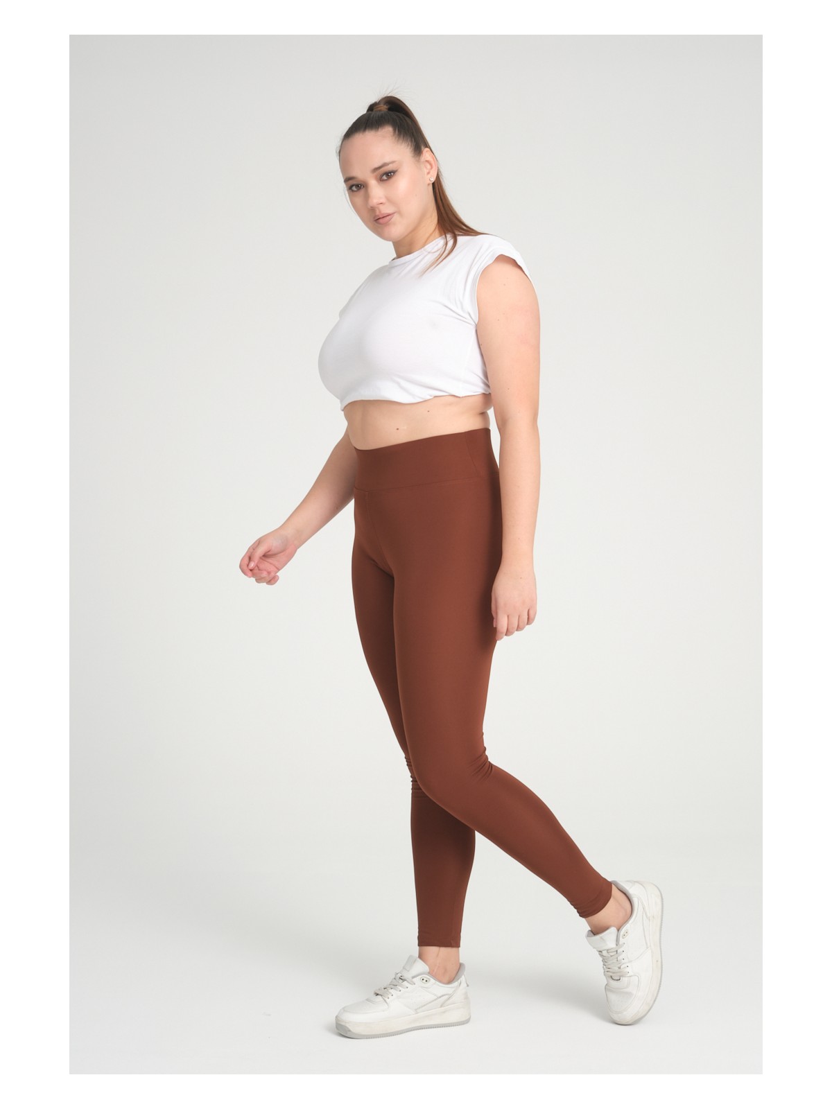 Banega Curve Büyük Beden Örme Şardonlu Polarlı Kışlık Lacivert Tayt - Görsel 5