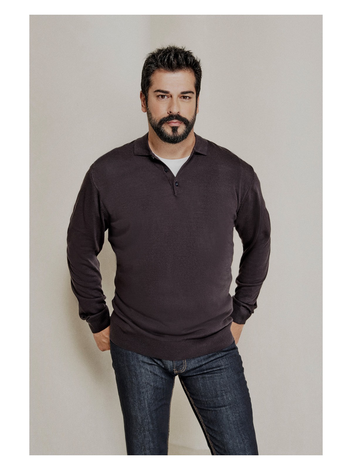 Altınyıldız Classics ALTINYILDIZ CLASSICS Erkek Antrasit-melanj Tüylenme Yapmayan Anti Pilling Kumaş Standart Fit Polo Yaka Triko Kazak