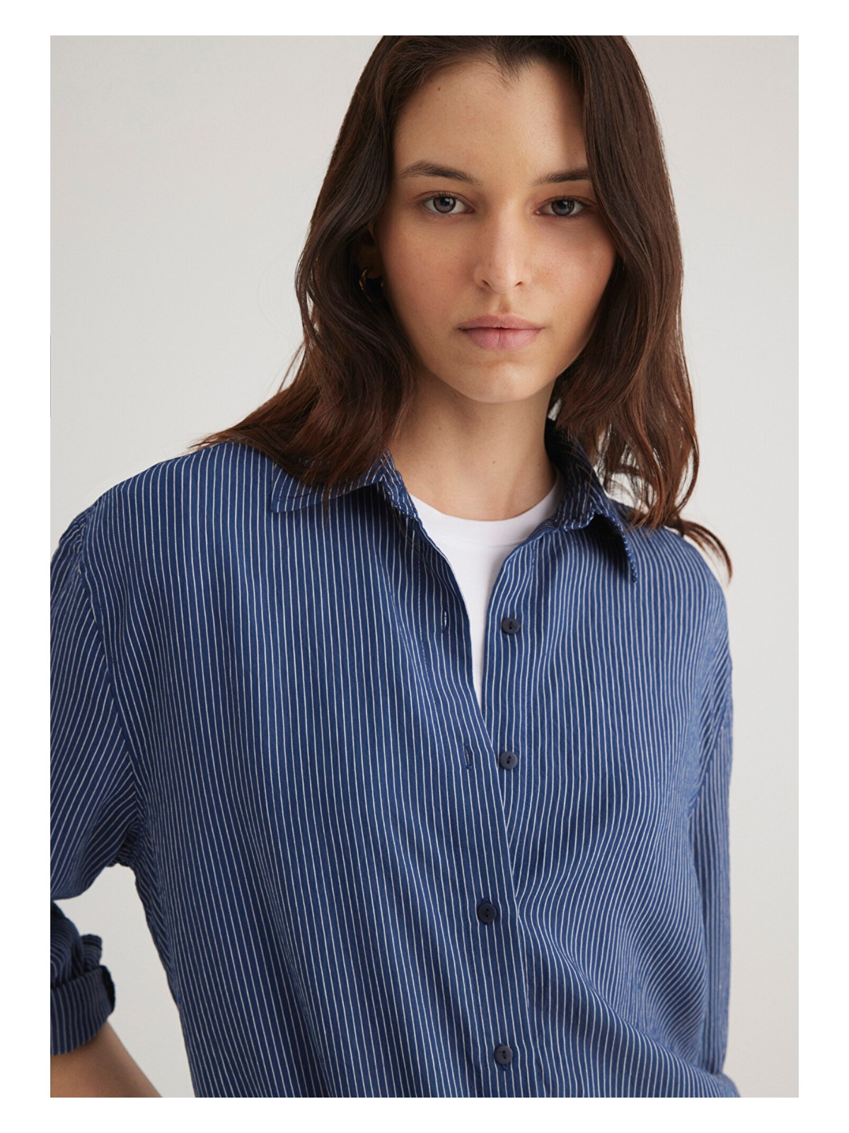 Mavi Çizgili Lacivert Gömlek 1210683-80736