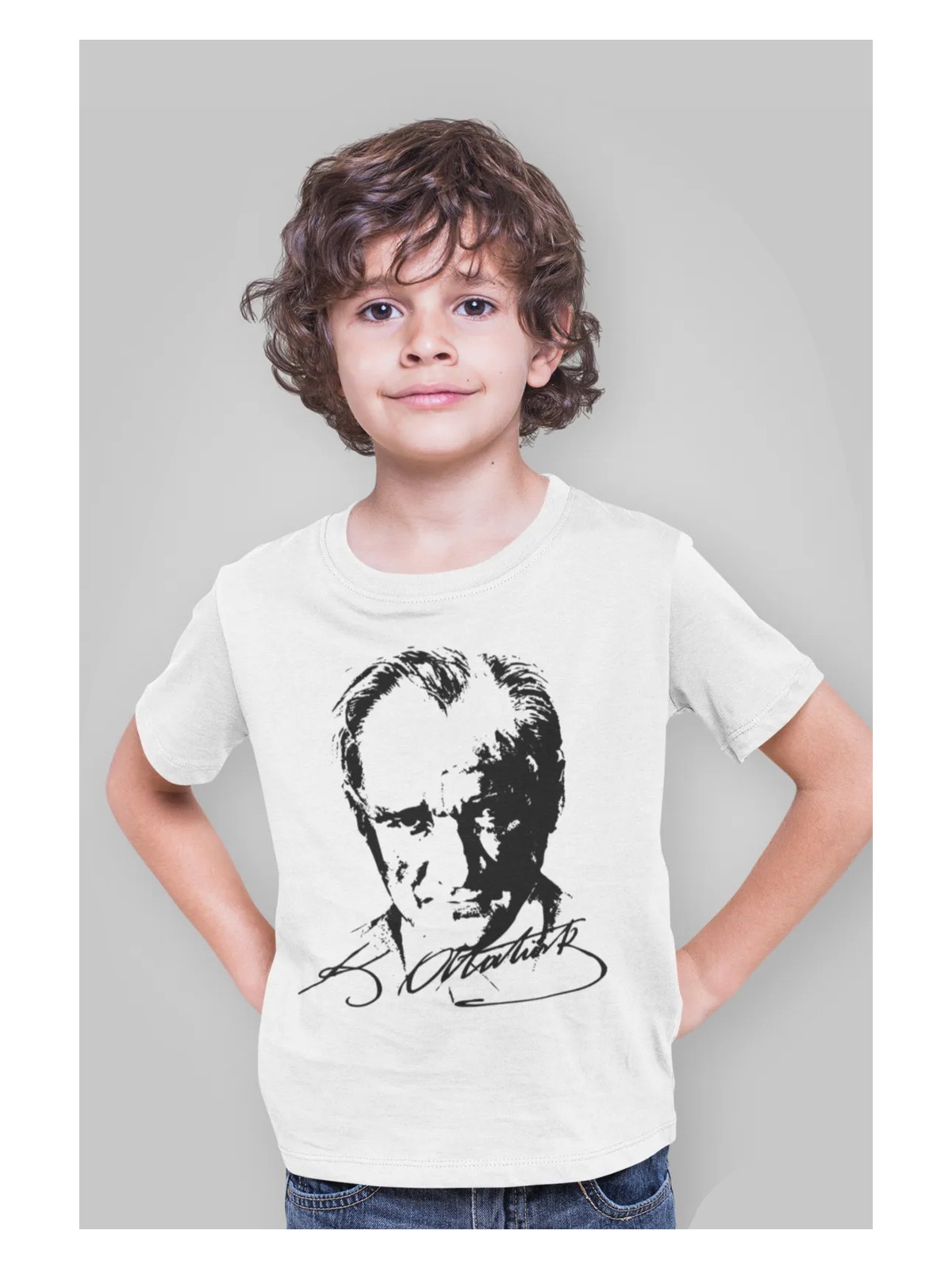 Kinderos Çocuk Bisiklet Yaka Atatürk Baskılı Kısa Kollu Tişört