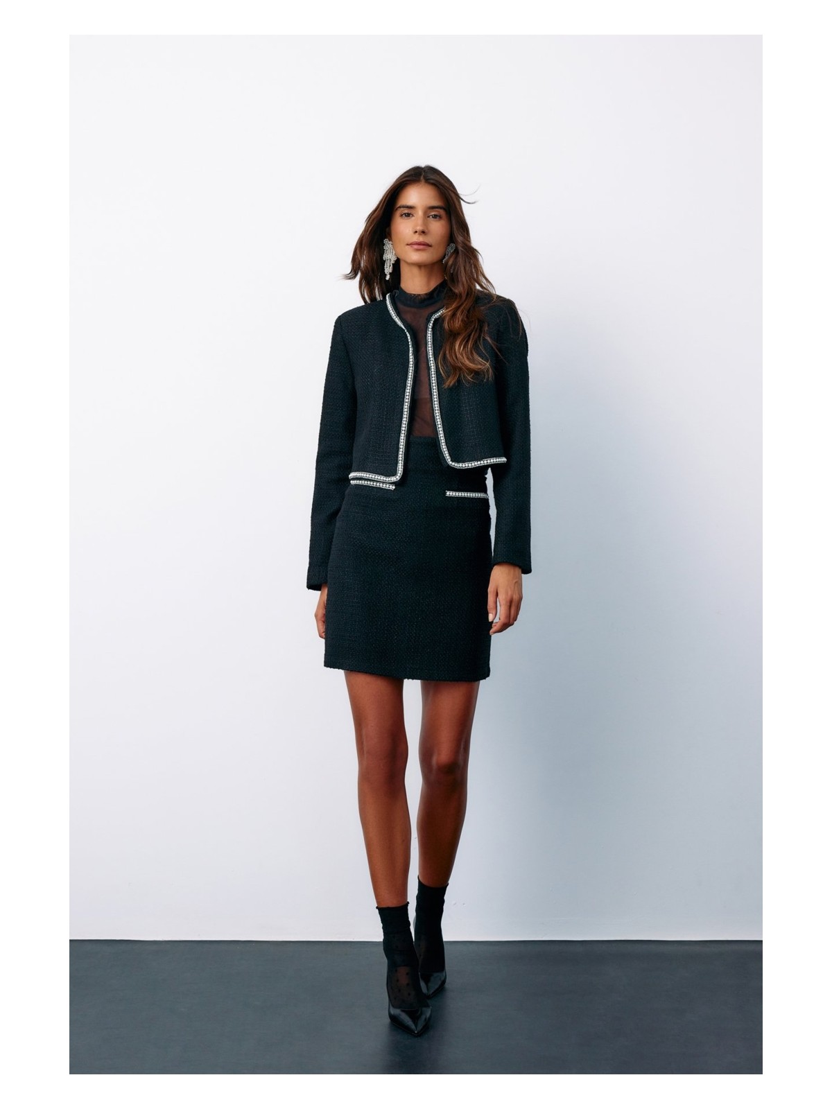 Sateen Aksesuar Detaylı Tüvit Etek - Lacivert - Görsel 6