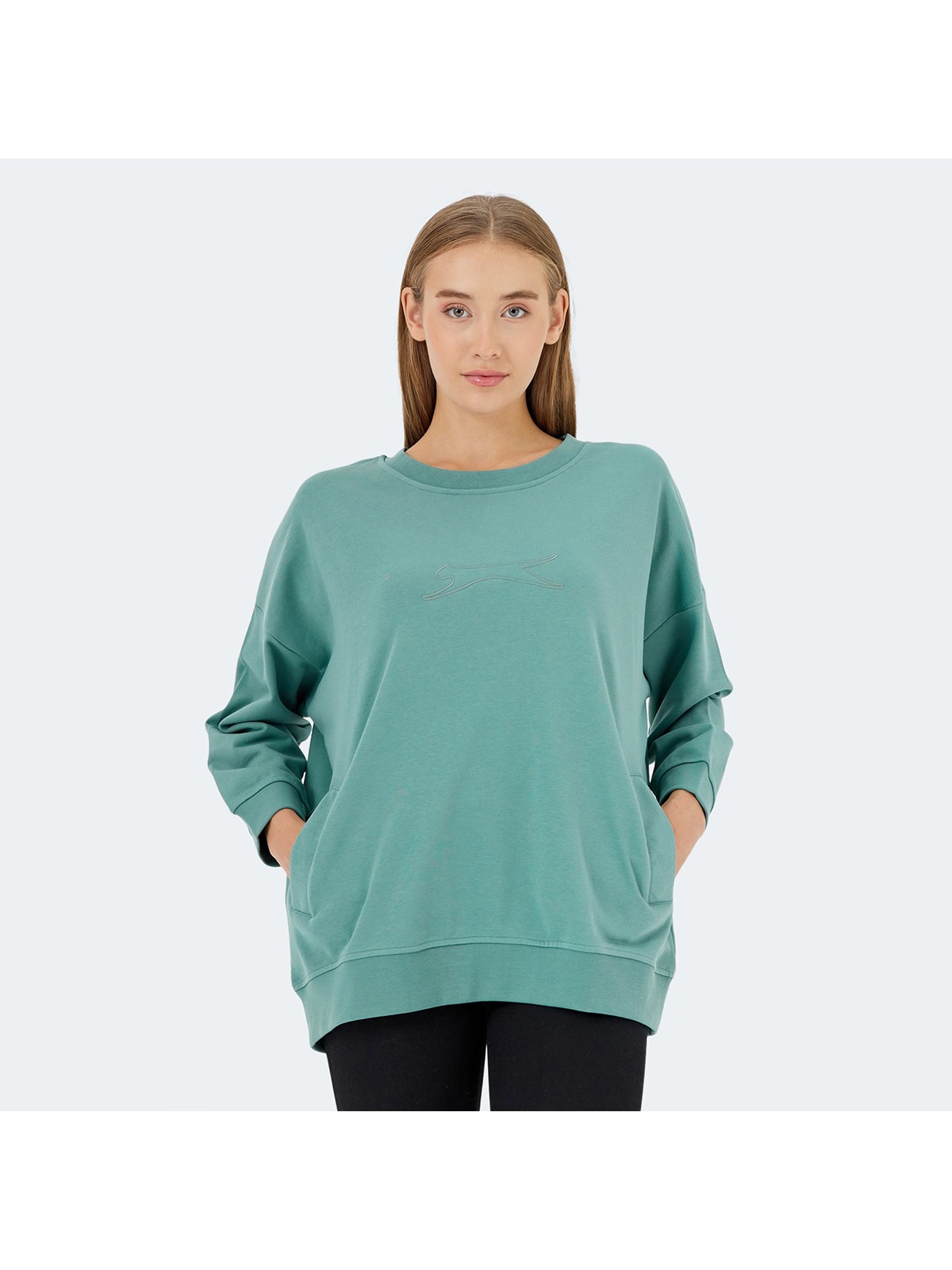 Slazenger VIKENTI SW Kadın Oversize Sweatshirt Yeşil