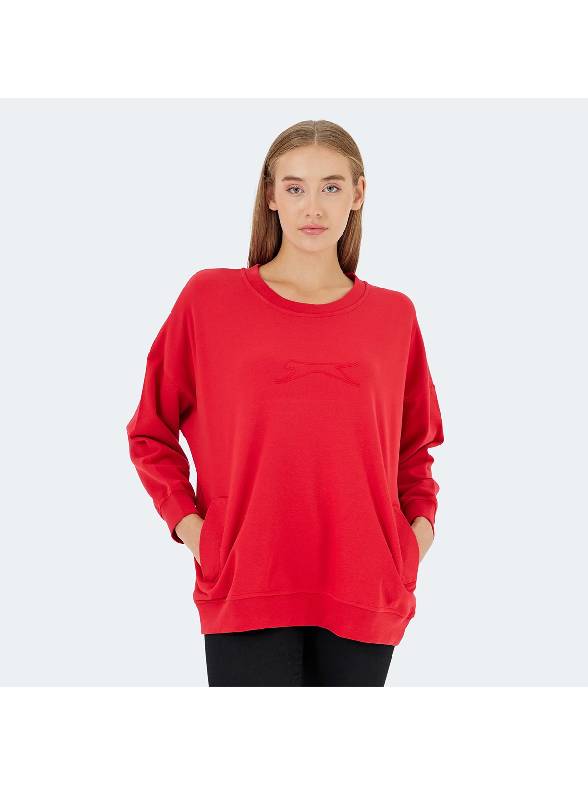 Slazenger VIKENTI SW Kadın Oversize Sweatshirt Yeşil - Görsel 6