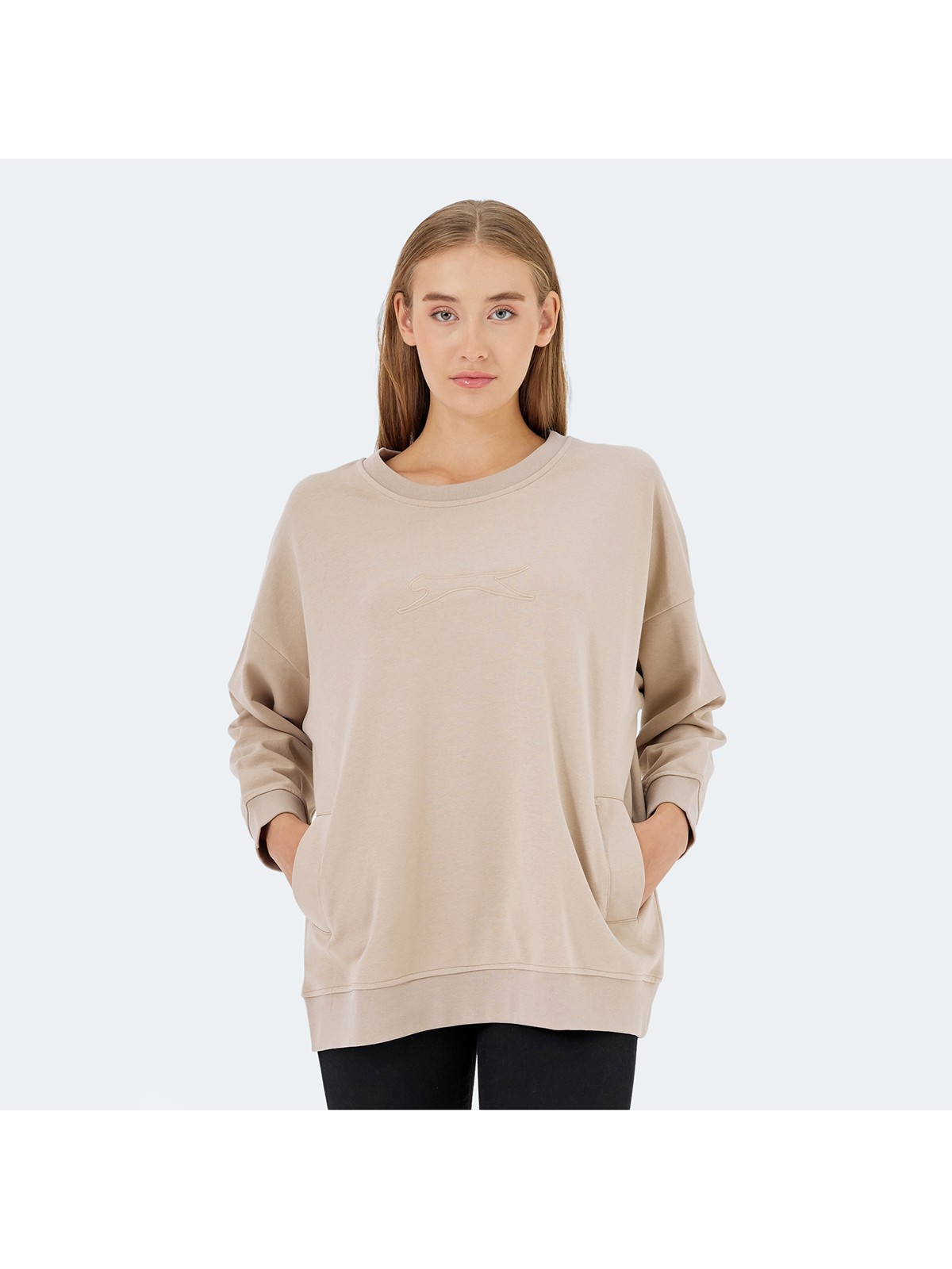 Slazenger VIKENTI SW Kadın Oversize Sweatshirt Yeşil - Görsel 7