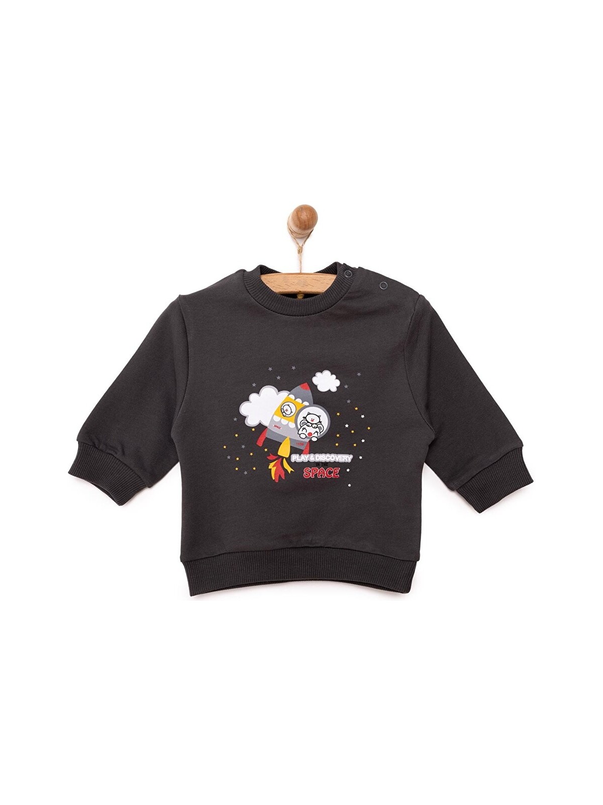 HelloBaby Basic Az Şardonlu Aslan Desenli Sweatshirt Erkek Bebek