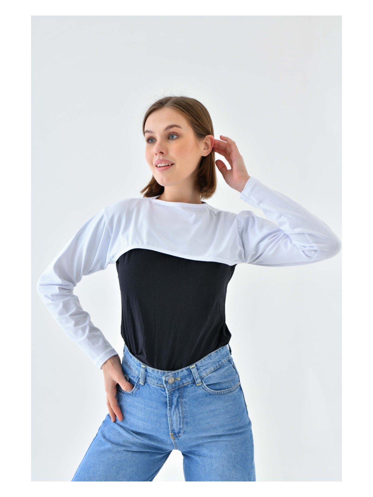 Mirach Sıfır Yaka Boyunluklu Kolluk | Uzun Kollu Tesettür Boyunluk Bodysuit Şık ve Rahat Tasarım - Görsel 7