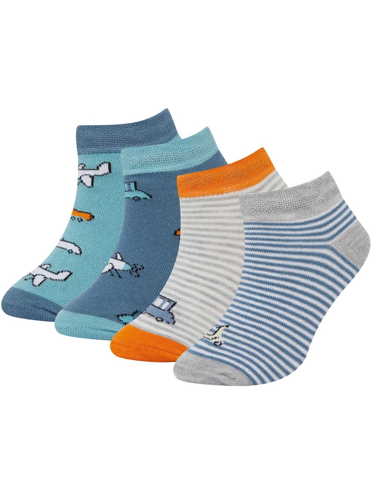 DeFacto Erkek Bebek Kaydırmaz Taban Renkli 4'lü Pamuklu Patik Çorap D2473A5NS