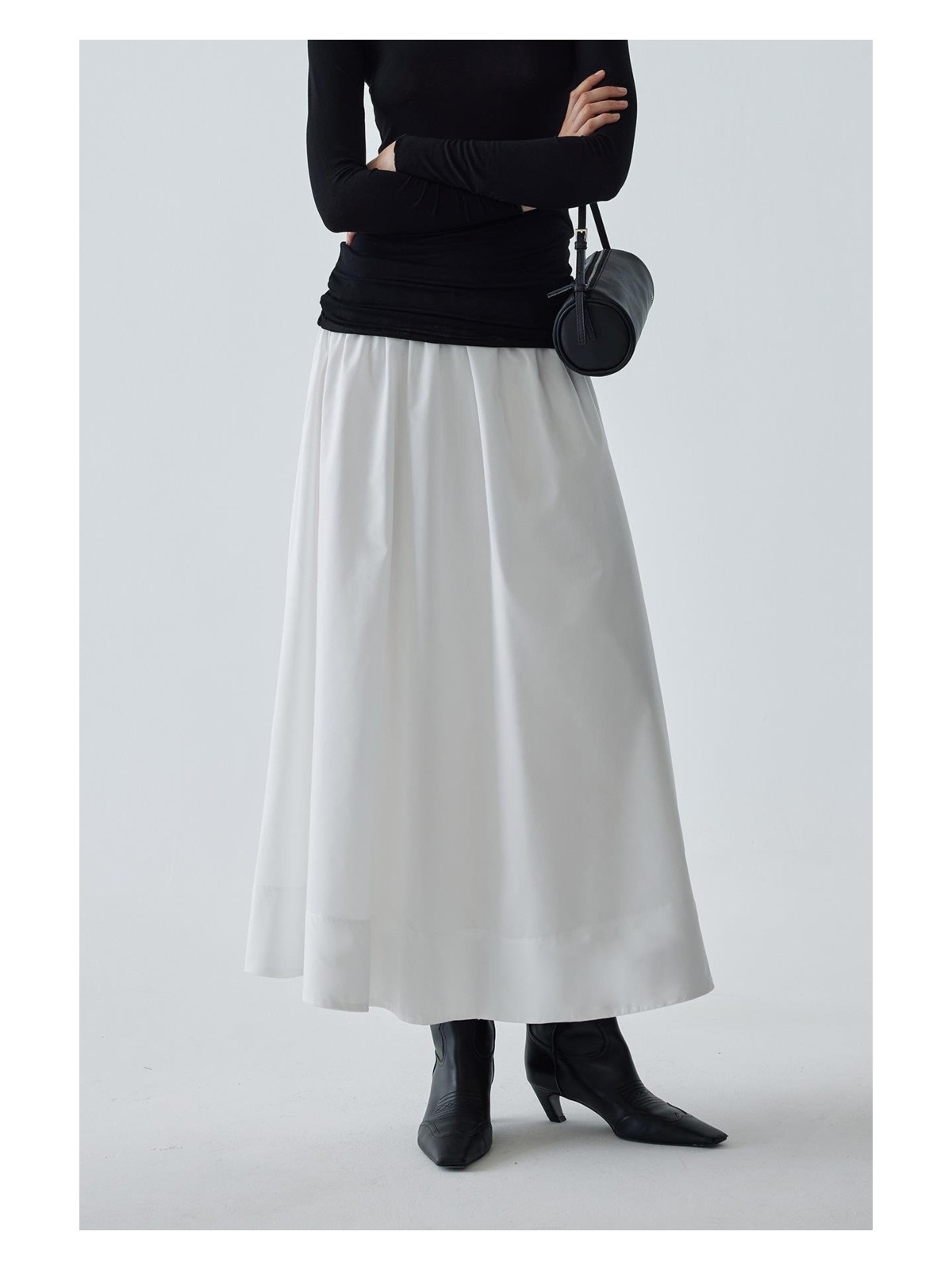 Suud Collection Ekru Day Poplin Kloş Etek - Görsel 5