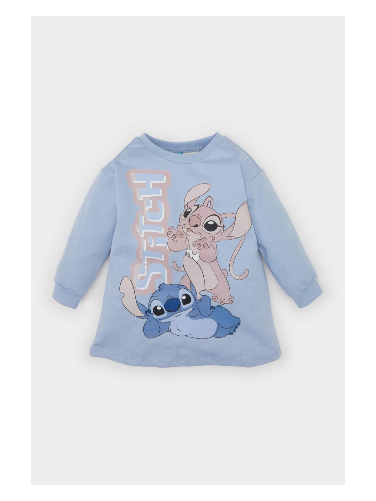 DeFacto Disney Lilo & Stitch Bisiklet Yaka Uzun Kollu Sweat Elbise Kız Bebek D8439A524AU