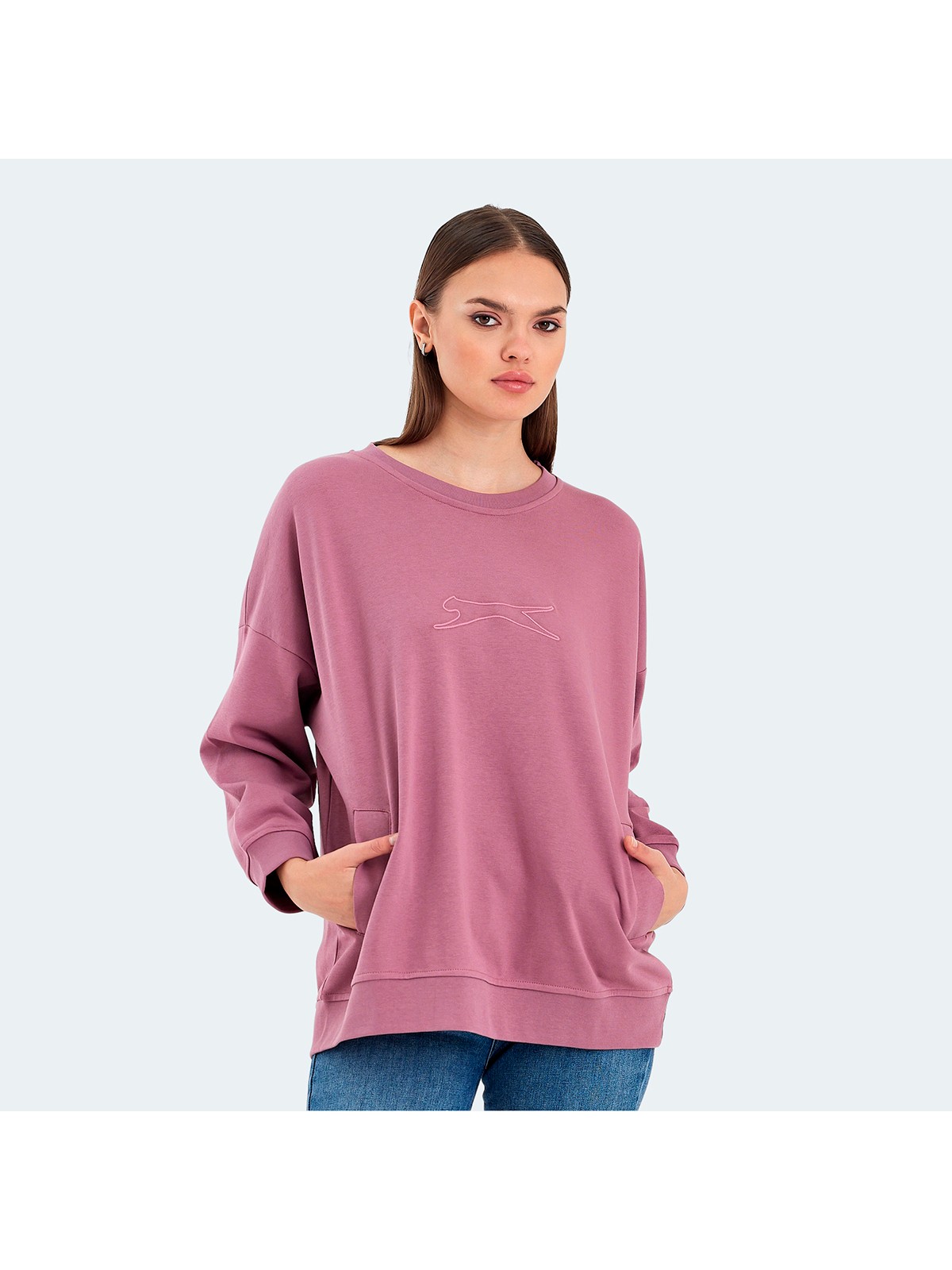 Slazenger VIKENTI SW Kadın Oversize Sweatshirt Yeşil - Görsel 10