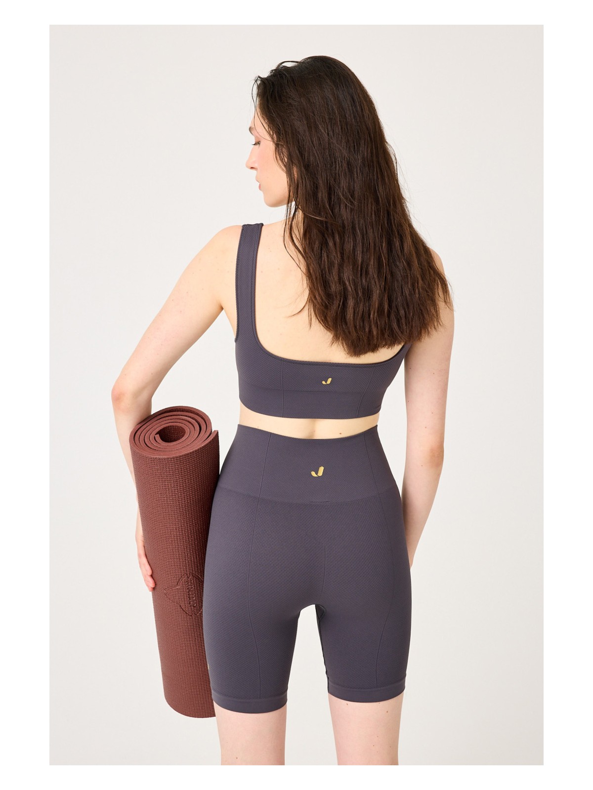 Jerf Holly Petek Desenli Yüksek Bel Biker Tayt Siyah - Görsel 6