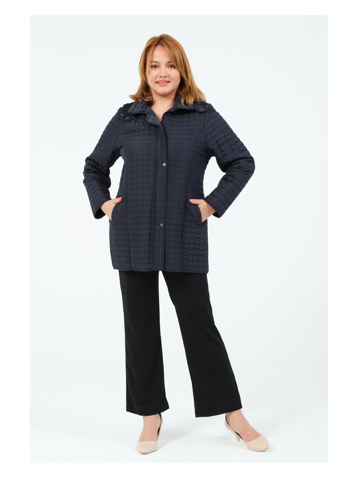 Glr & Gym Okşan Büyük Beden Kadın Içi Tüylü Kapitone Mont - Görsel 4