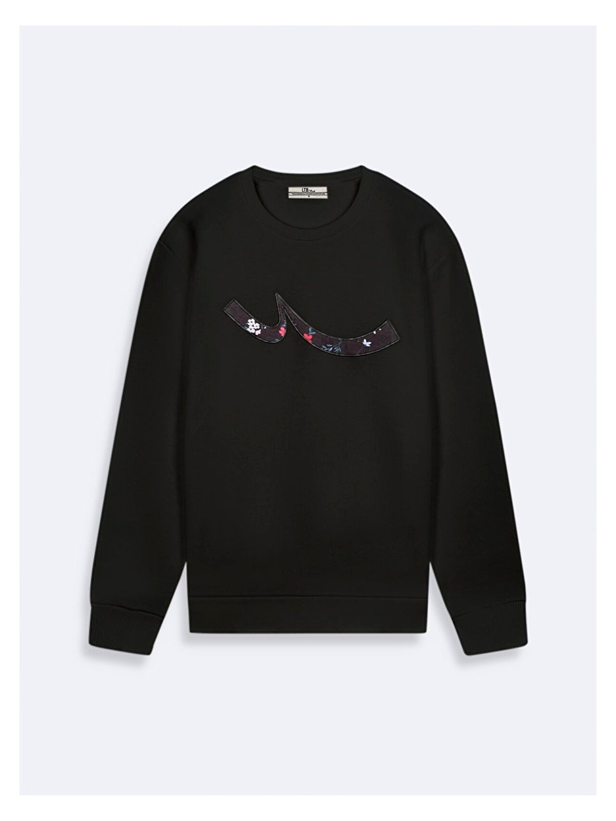 LTB Kadın Sıfır Yaka Uzun Kollu Sıgnlı Siyah Sweatshırt