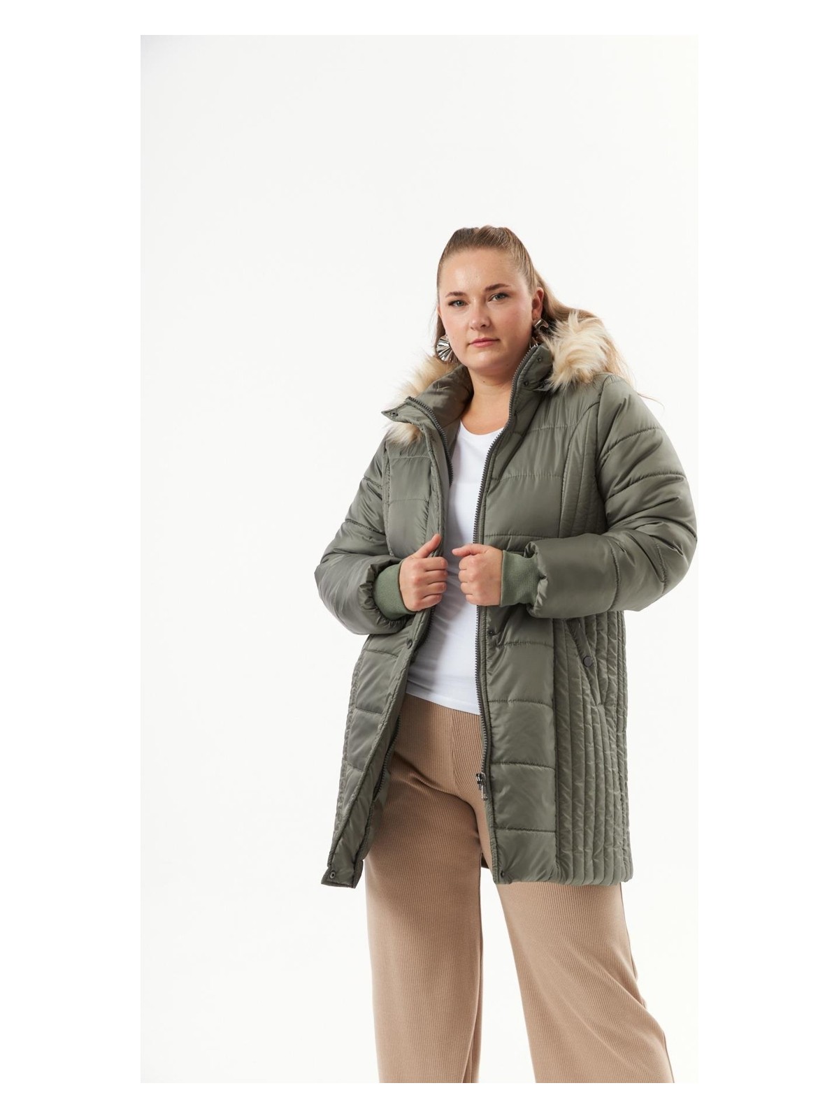 Rmg Büyük Beden Kapşonlu Siyah Kaban - Görsel 5