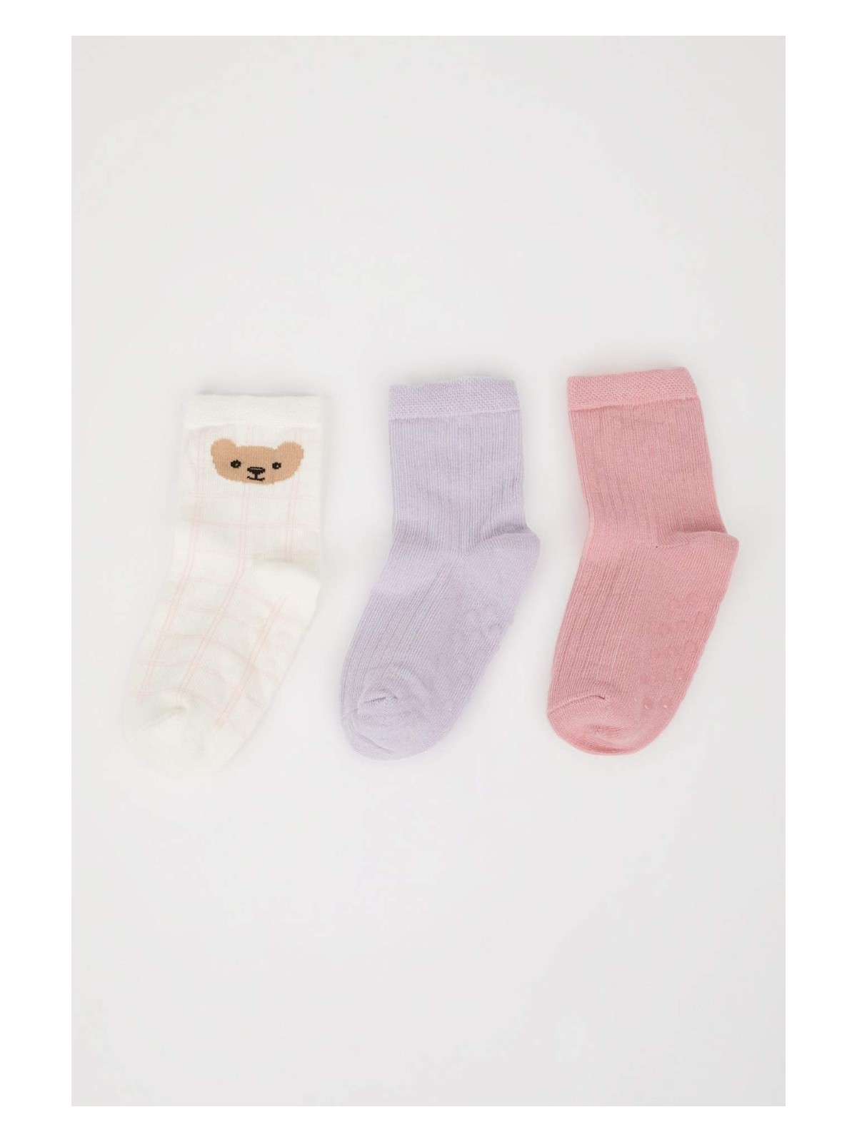 DeFacto Kaydırmaz Taban 3'lü Pamuklu Uzun Çorap Kız Bebek D2480A5NS