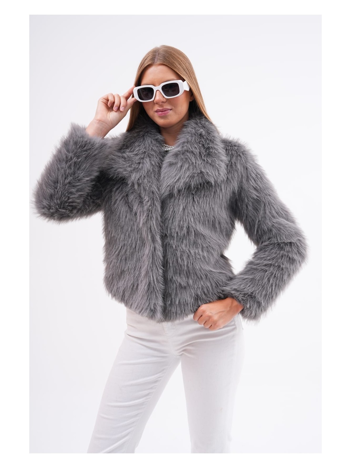 Navy Geniş Yaka Kürk