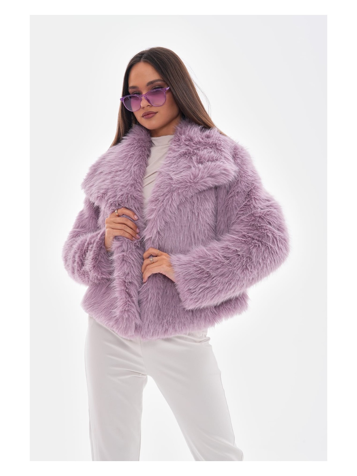 Navy Geniş Yaka Kürk - Görsel 3