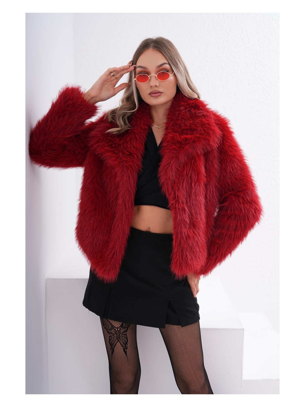 Navy Geniş Yaka Kürk