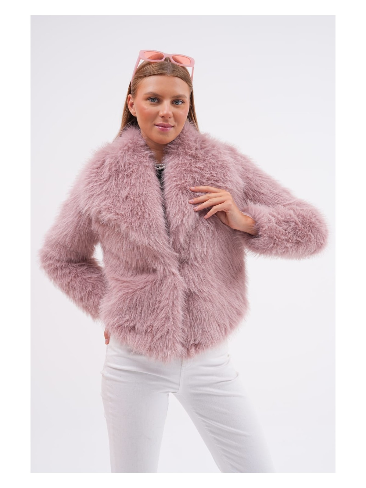 Navy Geniş Yaka Kürk