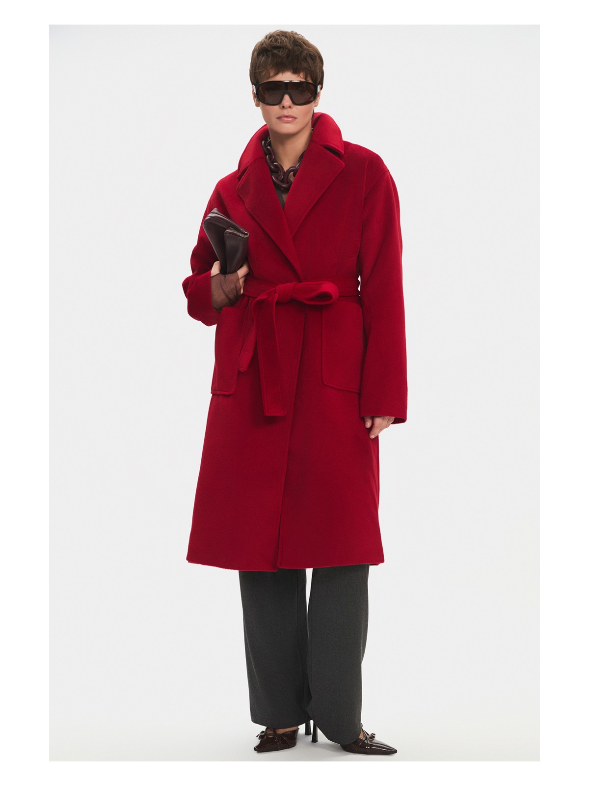 NG Style Kaşe Bol Kesim Bağlama Detaylı Kaban - Görsel 3