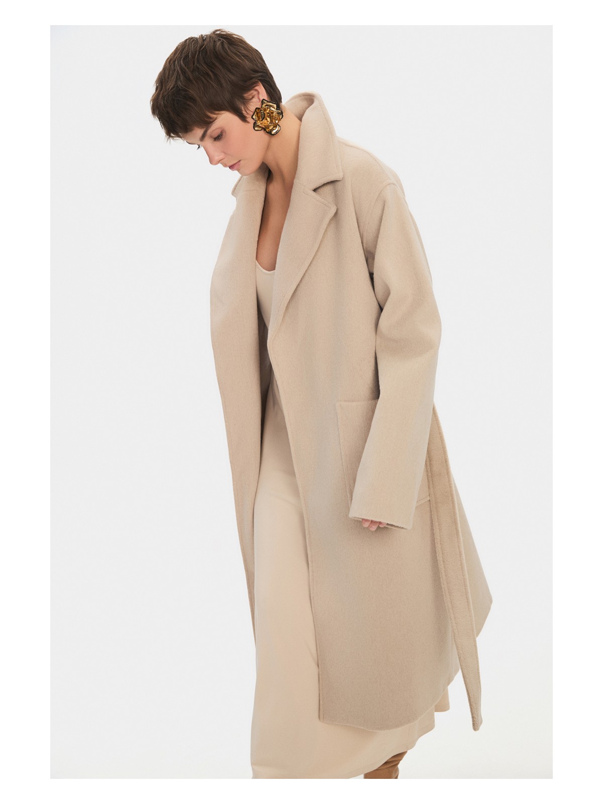 NG Style Kaşe Bol Kesim Bağlama Detaylı Kaban