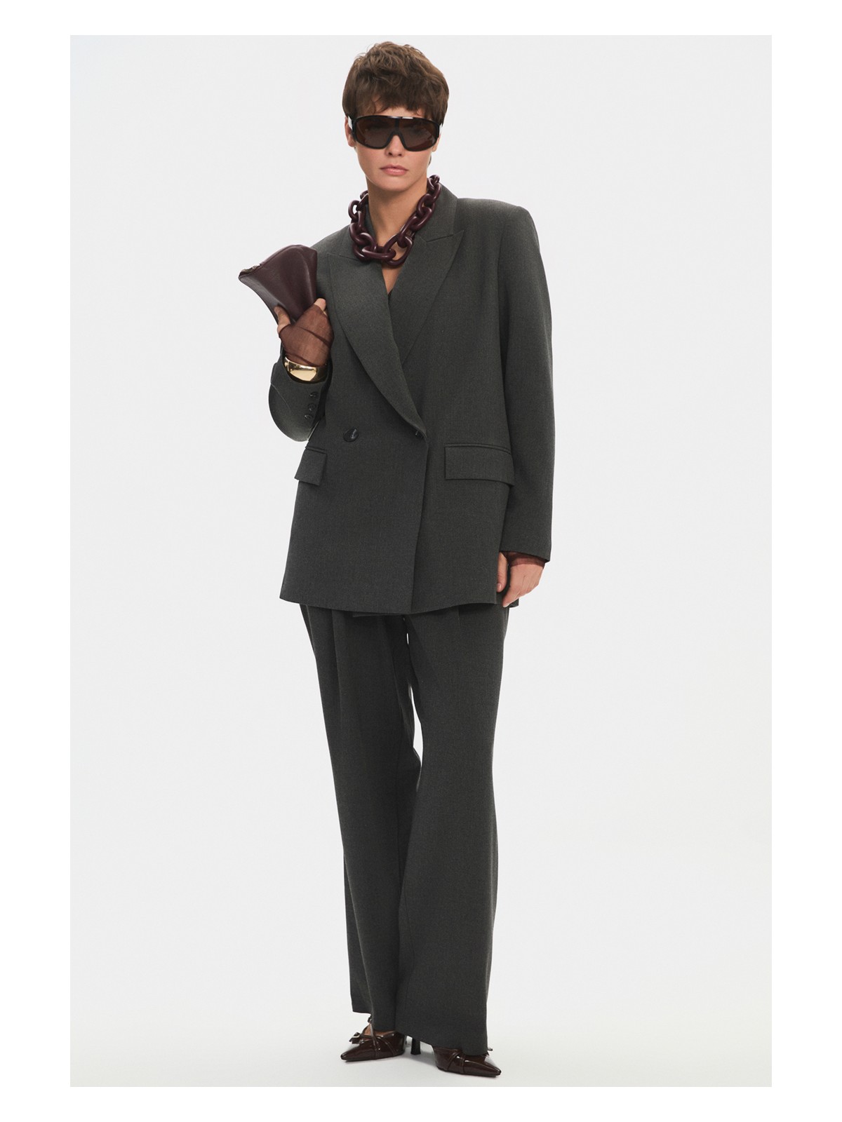 NG Style Kadın Oversize Kruvaze Kapama Blazer Ceket - Görsel 5