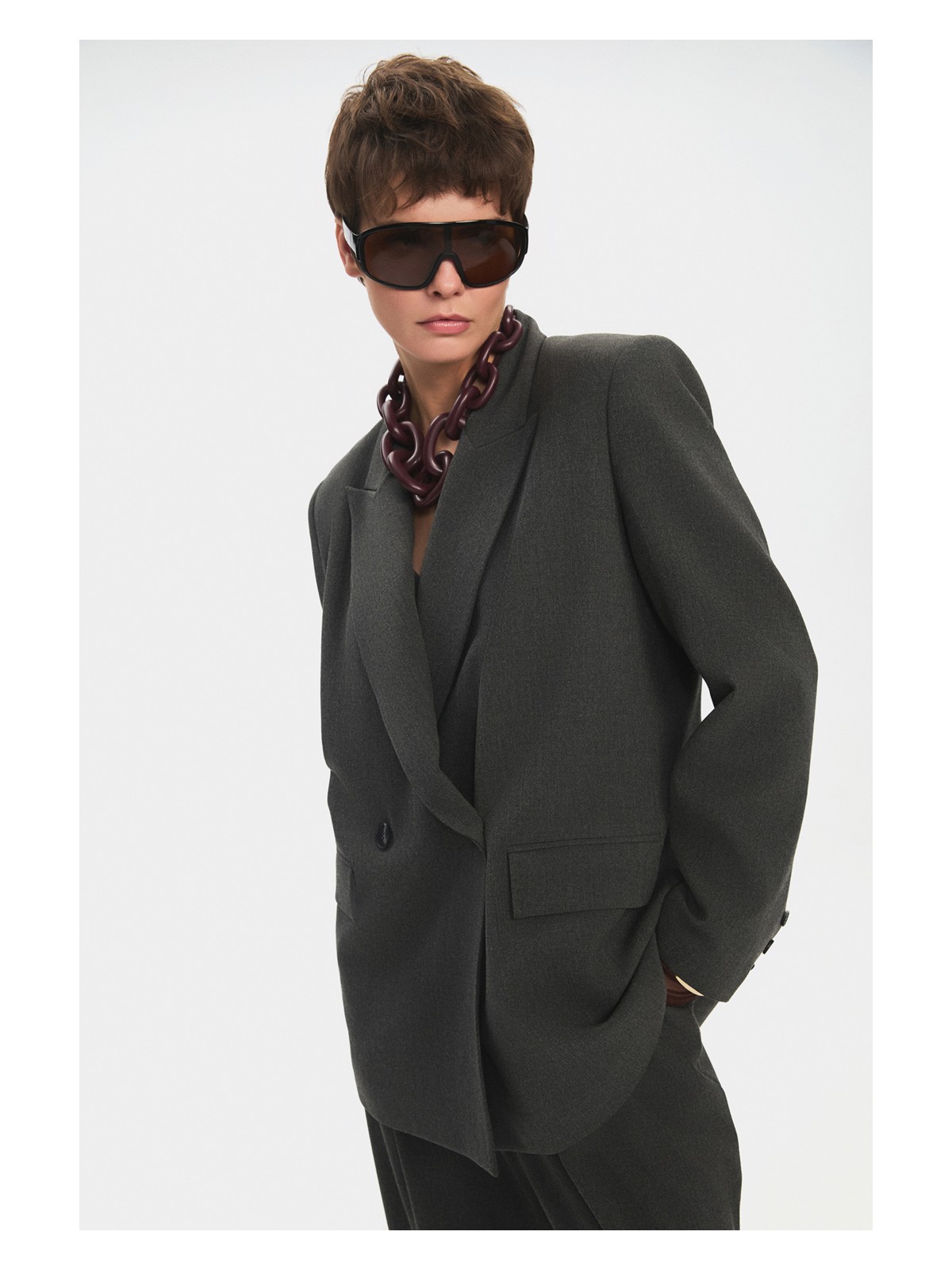NG Style Kadın Oversize Kruvaze Kapama Blazer Ceket - Görsel 2