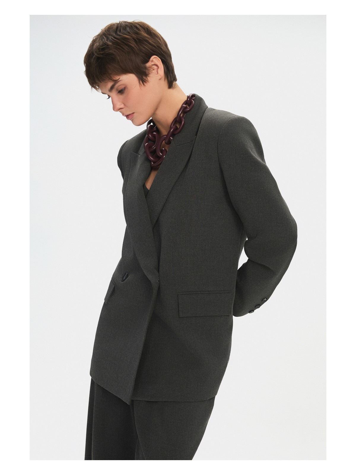 NG Style Kadın Oversize Kruvaze Kapama Blazer Ceket - Görsel 3