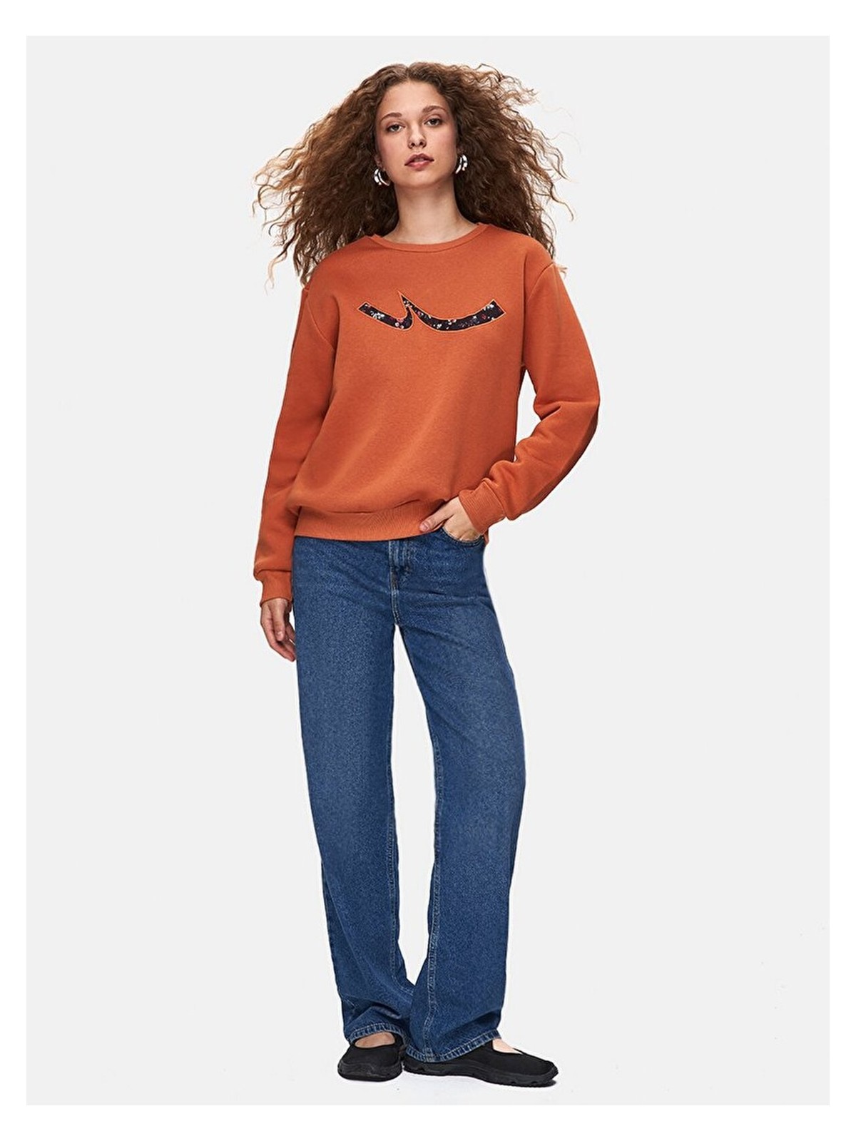 LTB Kadın Sıfır Yaka Uzun Kollu Sıgnlı Siyah Sweatshırt - Görsel 6