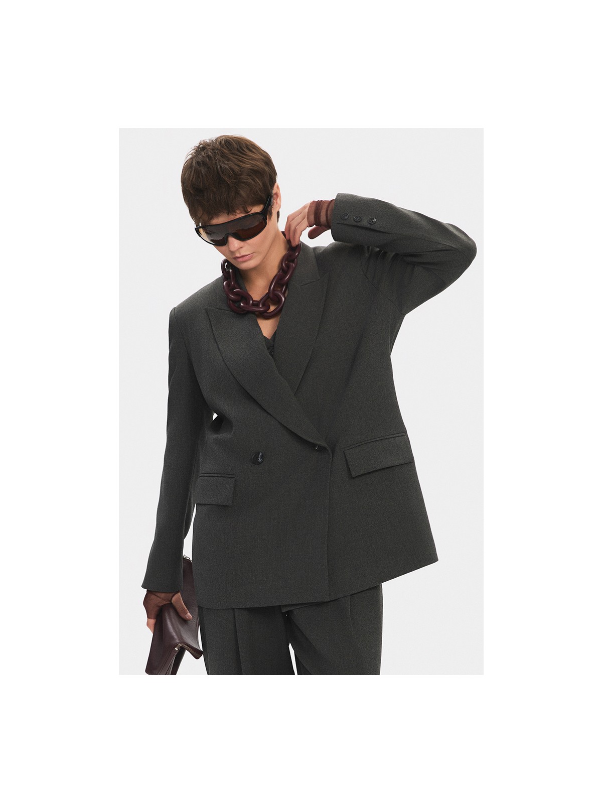 NG Style Kadın Oversize Kruvaze Kapama Blazer Ceket