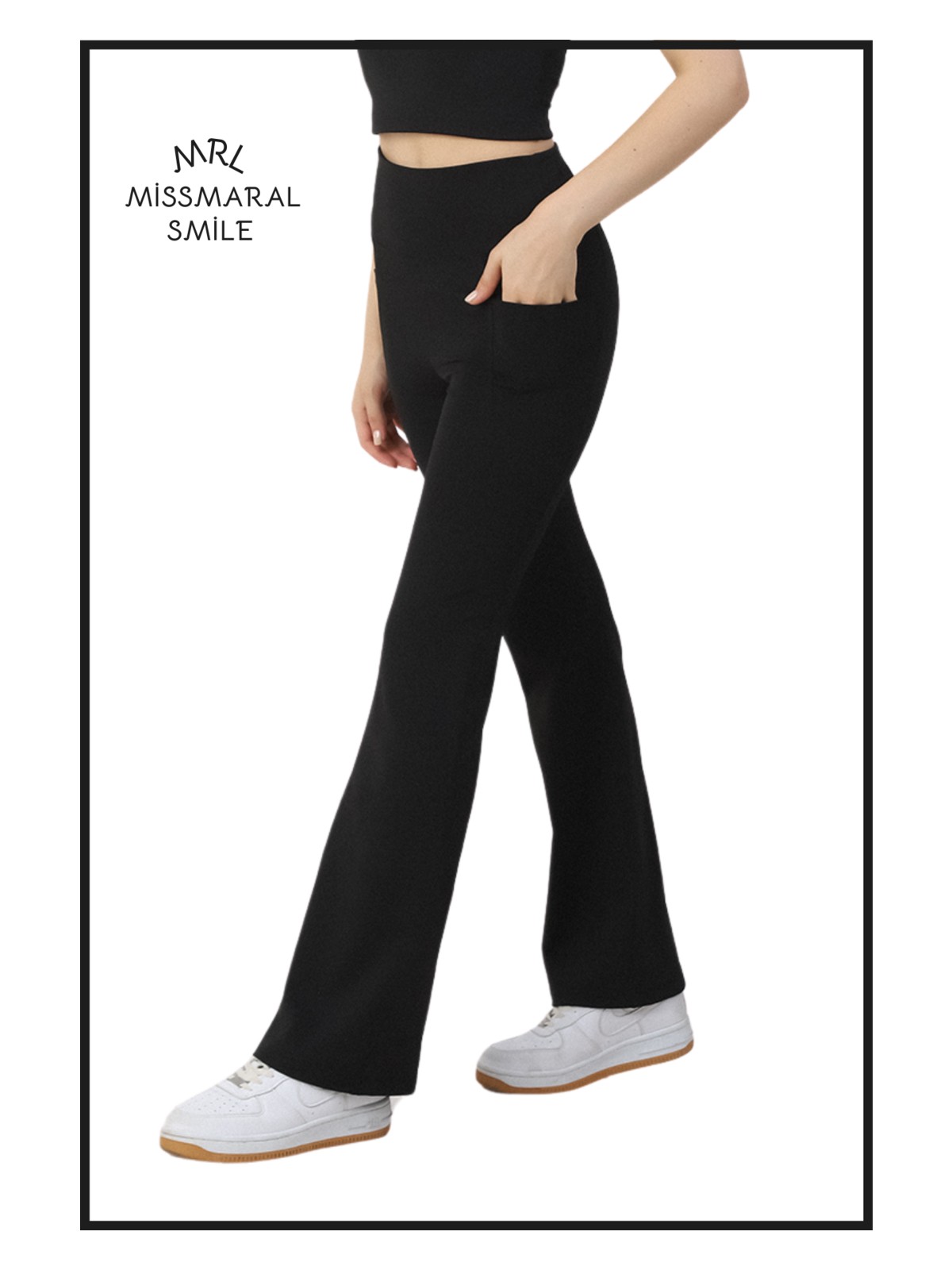 Miss Maral Kadın Antrasit Ispanyol Paça Tayt Yüksek Bel Toparlayıcı Çift Cepli Bootcut HB11053 - Görsel 5