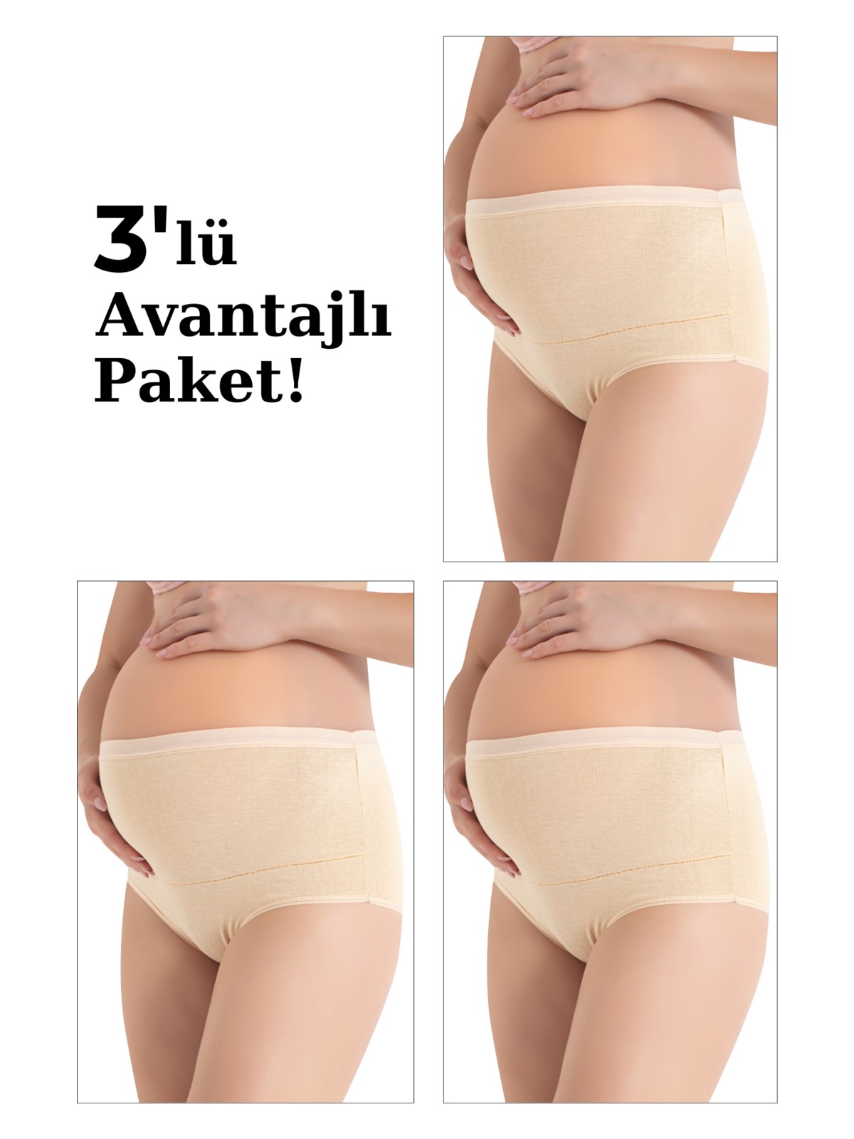 Arma Yıldız 3'lü Paket Kadın Renkli Pamuklu Likralı Yüksek Bel Hamile Lohusa Külot Esnek ve Rahat Kumaş - Görsel 5