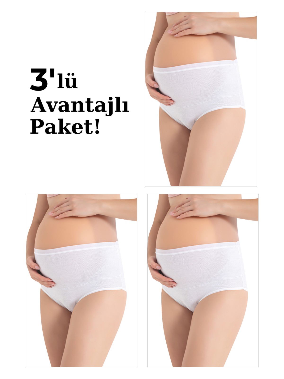 Arma Yıldız 3'lü Paket Kadın Renkli Pamuklu Likralı Yüksek Bel Hamile Lohusa Külot Esnek ve Rahat Kumaş - Görsel 4
