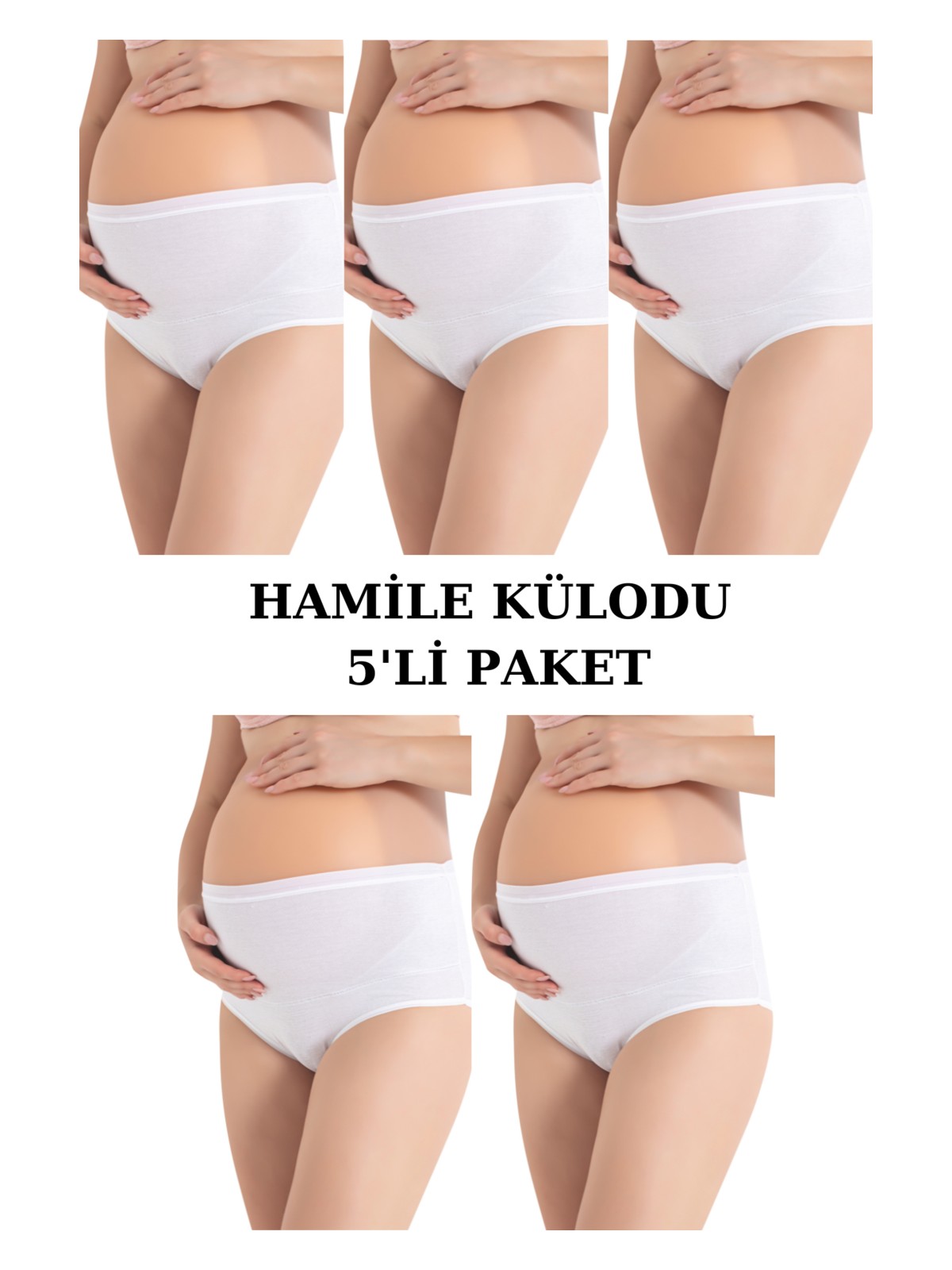 Arma Yıldız 5'li Paket Siyah Kadın Pamuklu Likralı Yüksek Bel Hamile Lohusa Külot - Görsel 5