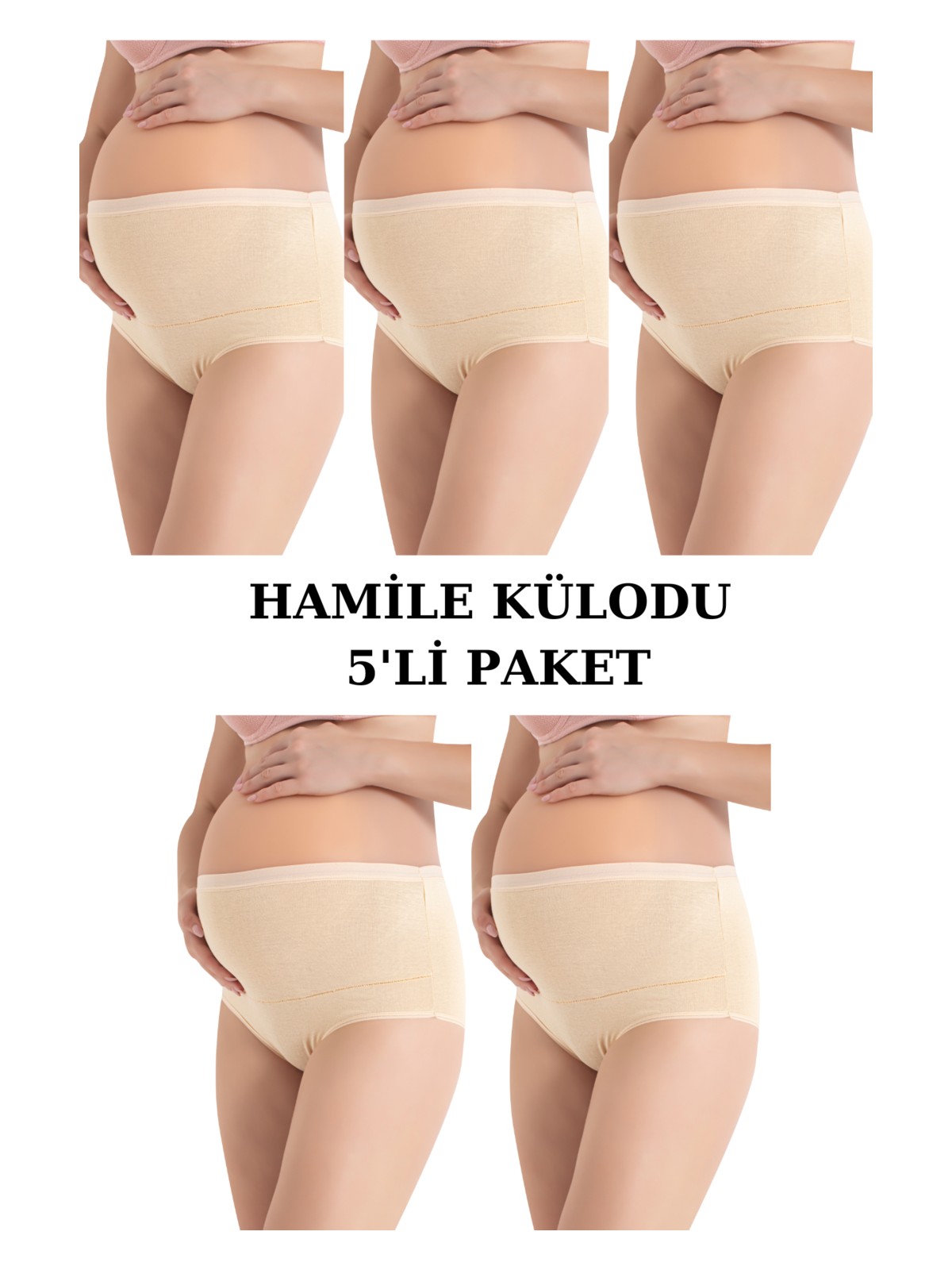 Arma Yıldız 5'li Paket Siyah Kadın Pamuklu Likralı Yüksek Bel Hamile Lohusa Külot - Görsel 4