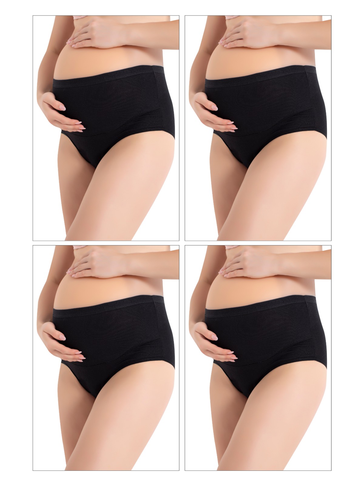 Arma Yıldız 4'lü Paket Kadın Siyah Pamuklu Likralı Yüksek Bel Hamile Külodu