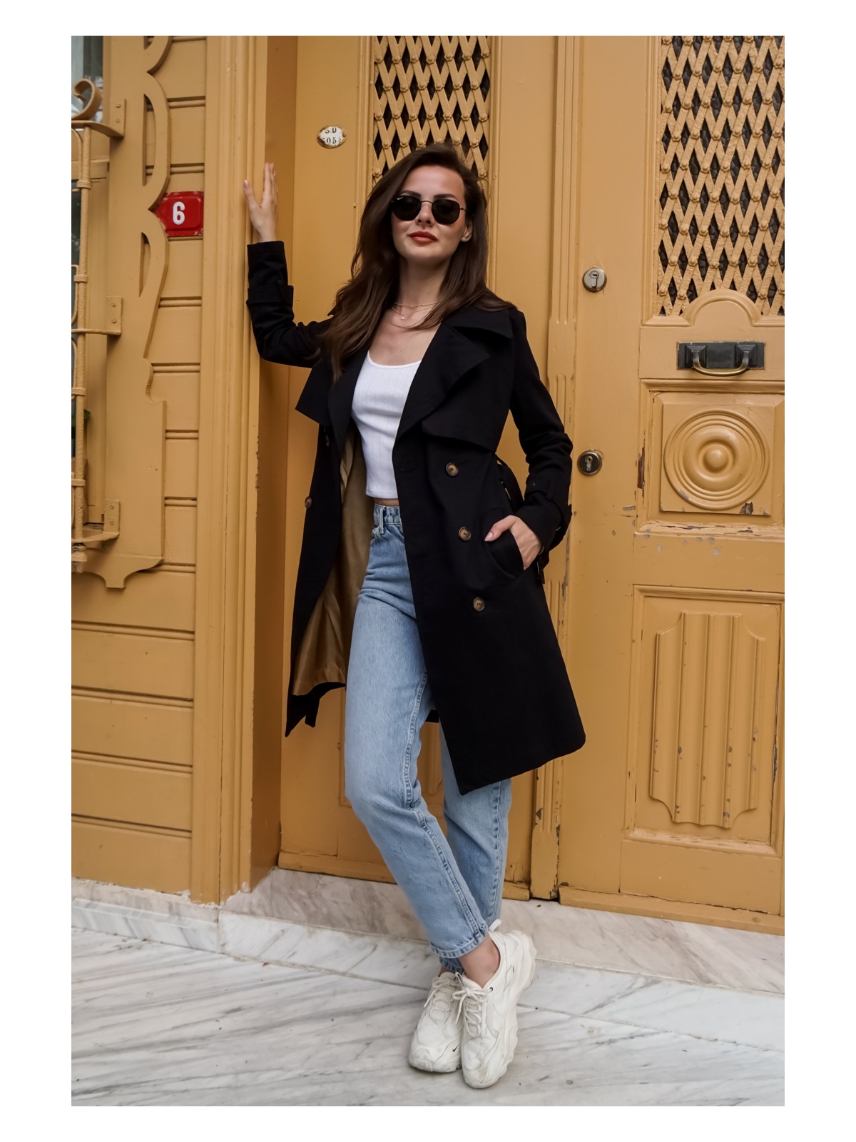 Pastelastore Pamuk Gabardin Midi Kadın Trençkot 1113 - Görsel 7