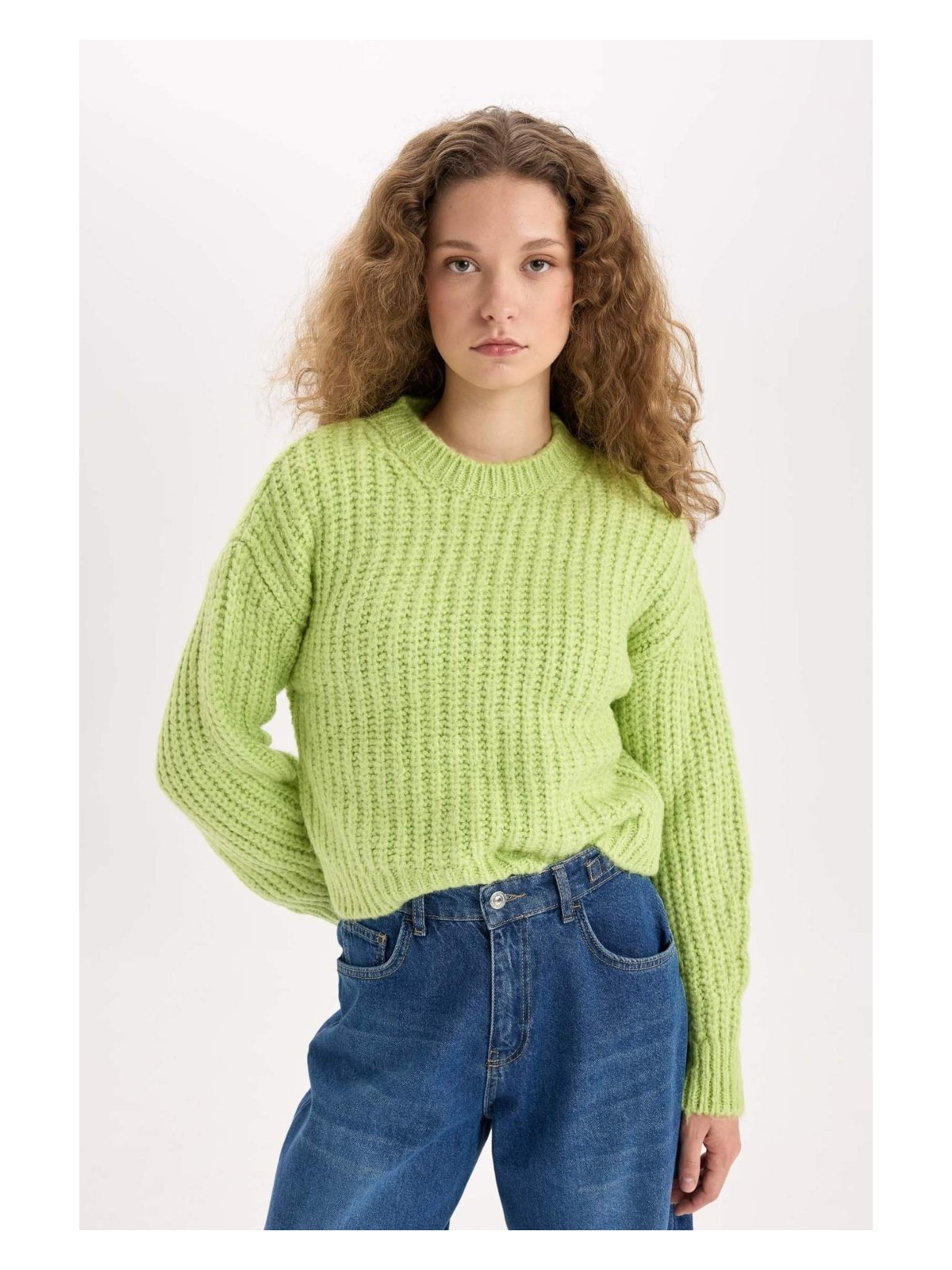 DeFacto Oversize Geniş Kalıp Bisiklet Yaka Triko Kazak V1811AZNS