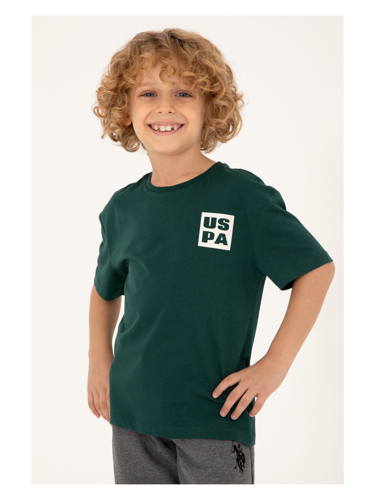 U.S. Polo Assn. Erkek Çocuk Kırmızı Comfort Basic Bisiklet Yaka Tişört 50295447-VR086 - Görsel 4