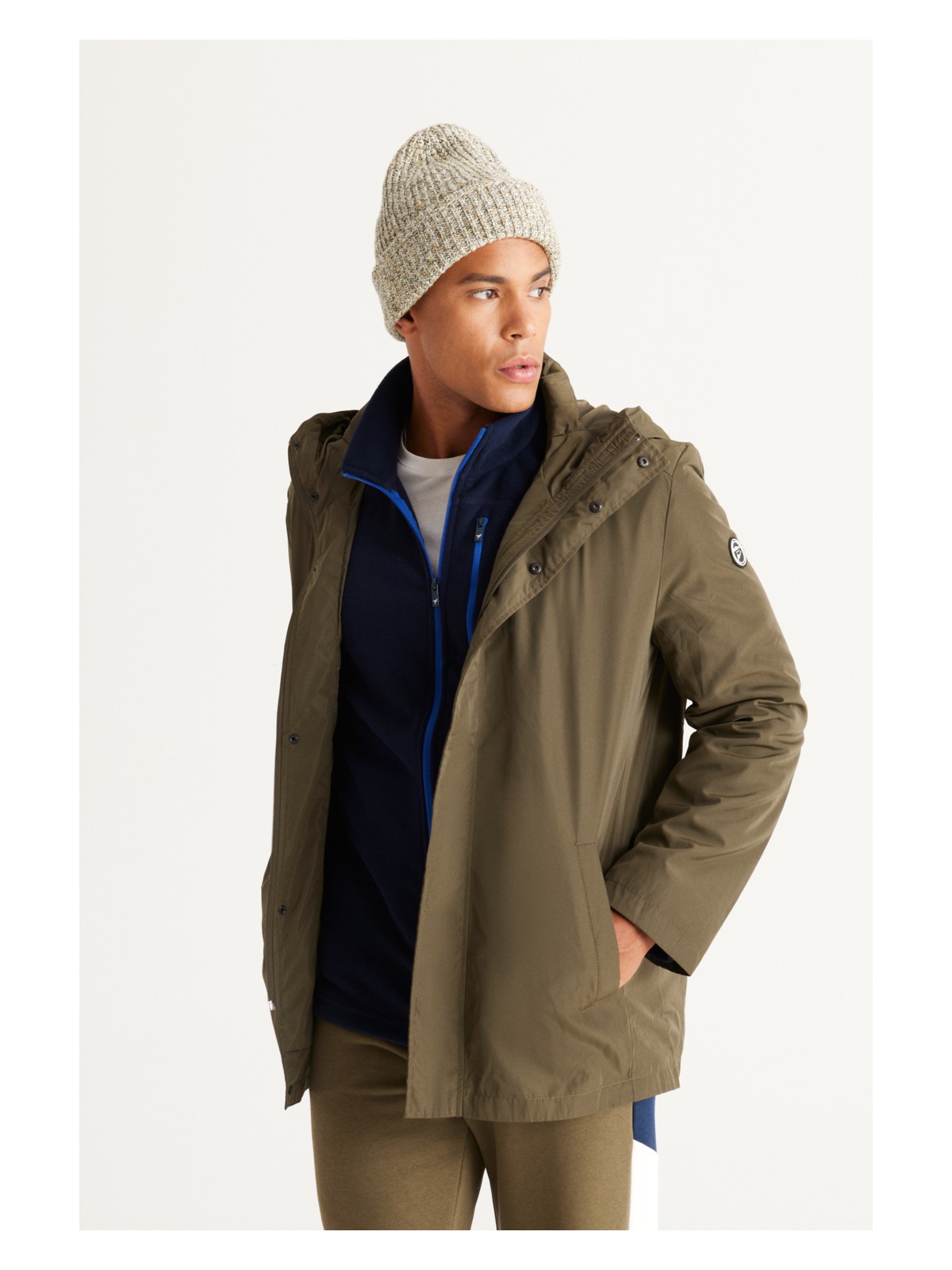 Altınyıldız Classics Erkek Vizon Standart Fit Normal Kesim Rüzgar Geçirmez Kapüşonlu Dik Yaka Mont Trençkot - Görsel 5